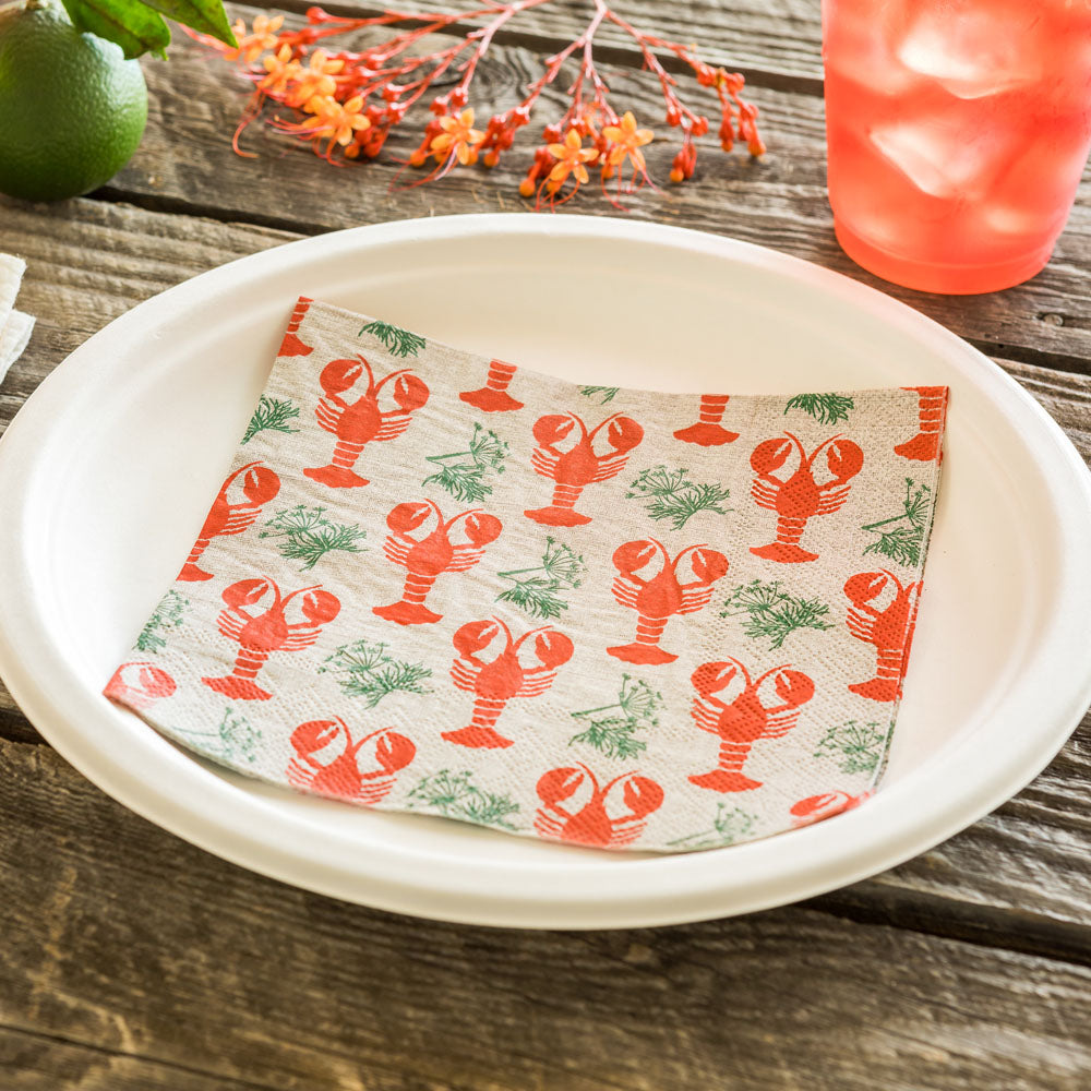 Luxenap Gray Paper Luncheon Napkin - Maine Lobster - 13" x 13" - 20 count box