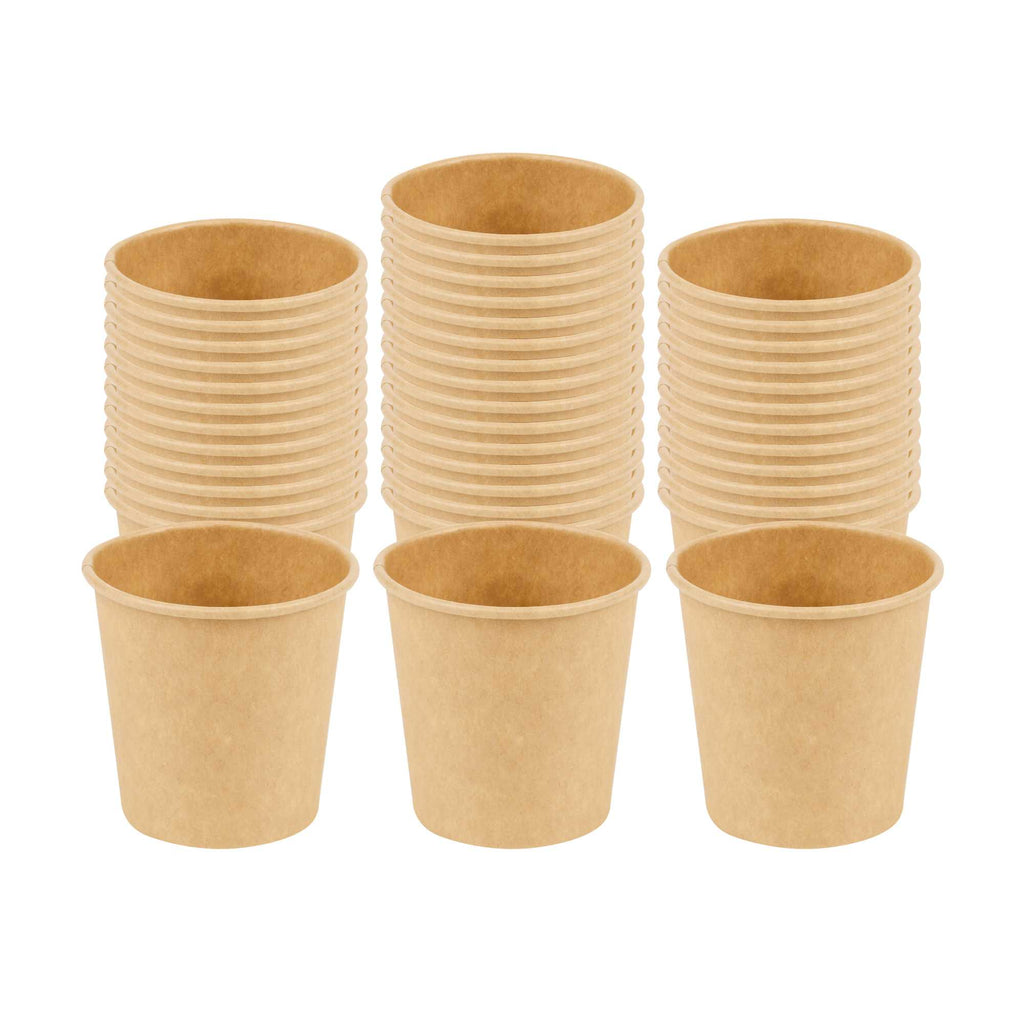 Restpresso 4 oz Natural Paper Unbleached Coffee Cup - Single Wall - 2 1/2" x 2 1/2" x 2 1/2" - 50 count box