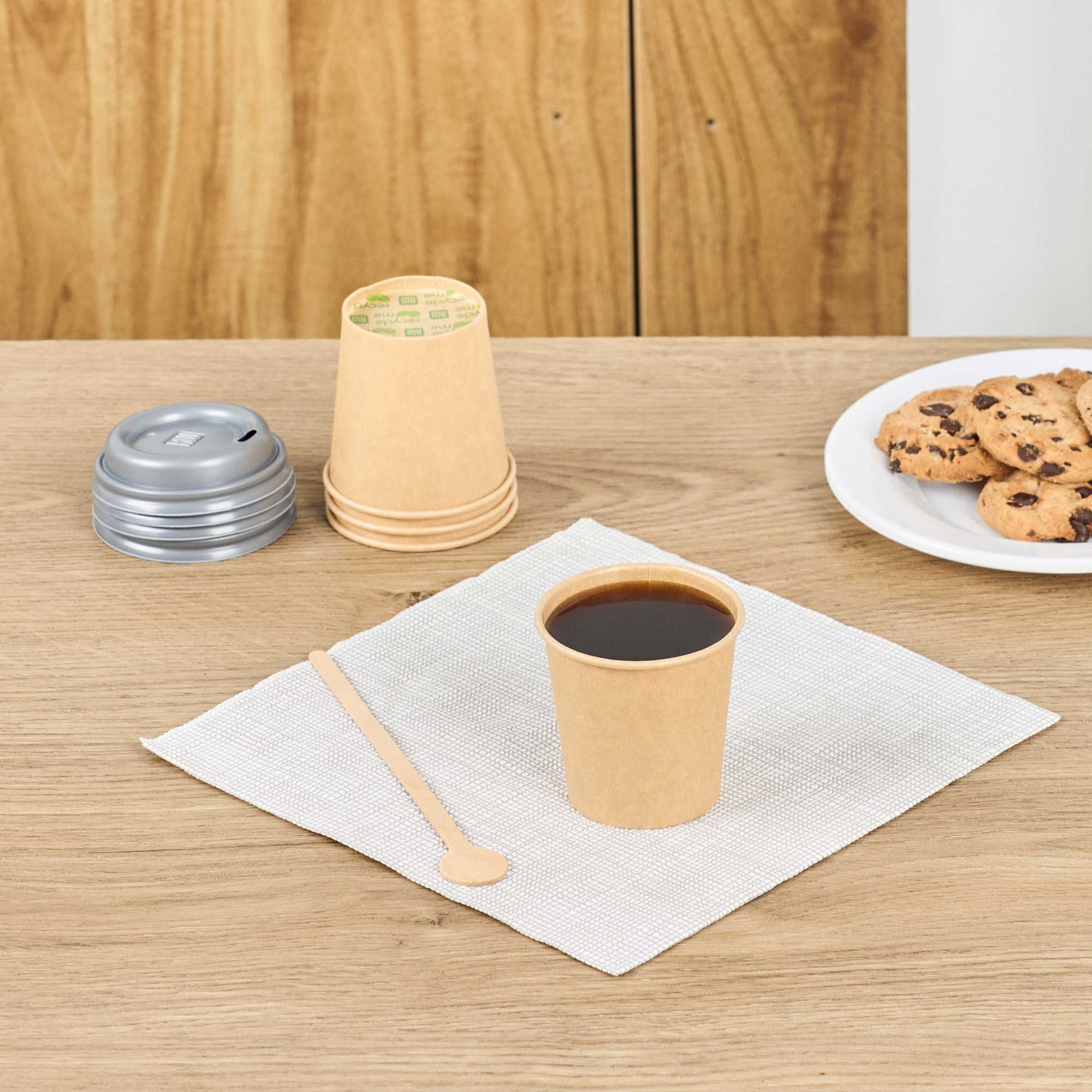 Restpresso 4 oz Natural Paper Unbleached Coffee Cup - Single Wall - 2 1/2" x 2 1/2" x 2 1/2" - 50 count box