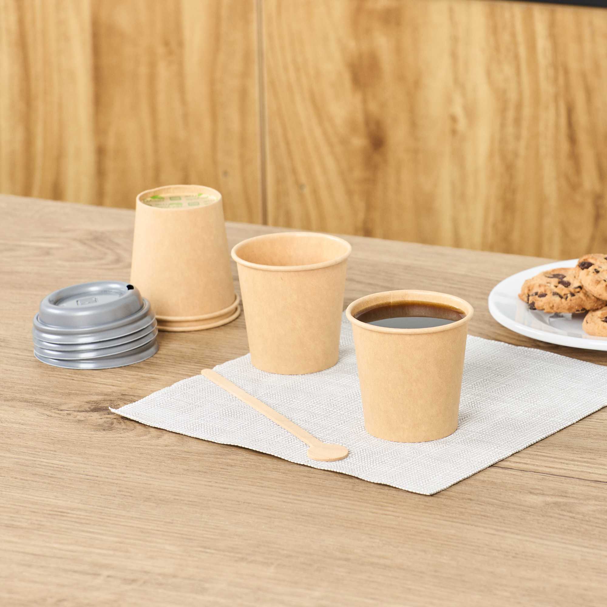 Restpresso 4 oz Natural Paper Unbleached Coffee Cup - Single Wall - 2 1/2" x 2 1/2" x 2 1/2" - 50 count box