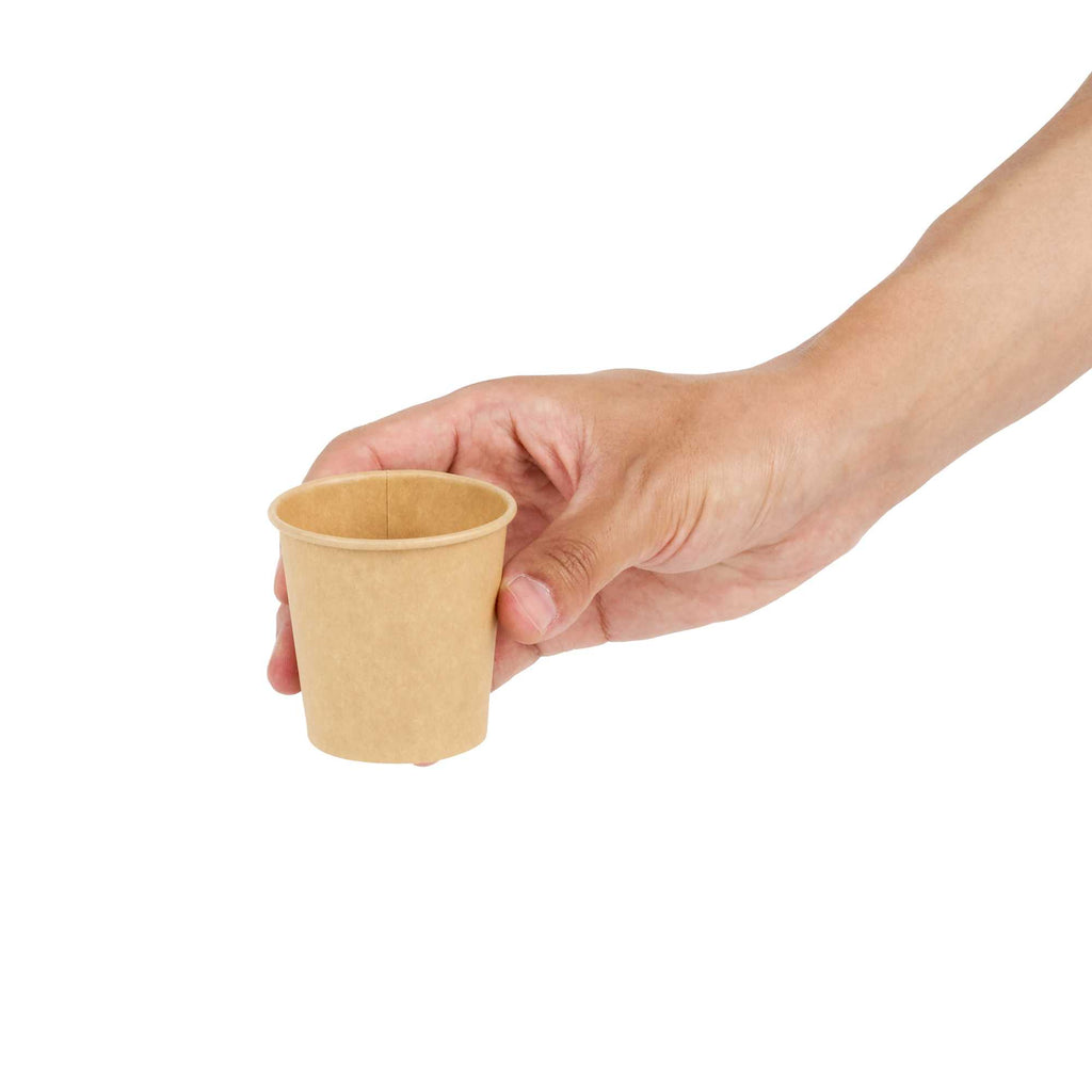 Restpresso 4 oz Natural Unbleached Paper Coffee Cup - Single Wall - 2 1/2" x 2 1/2" x 2 1/2" - 1000 count box