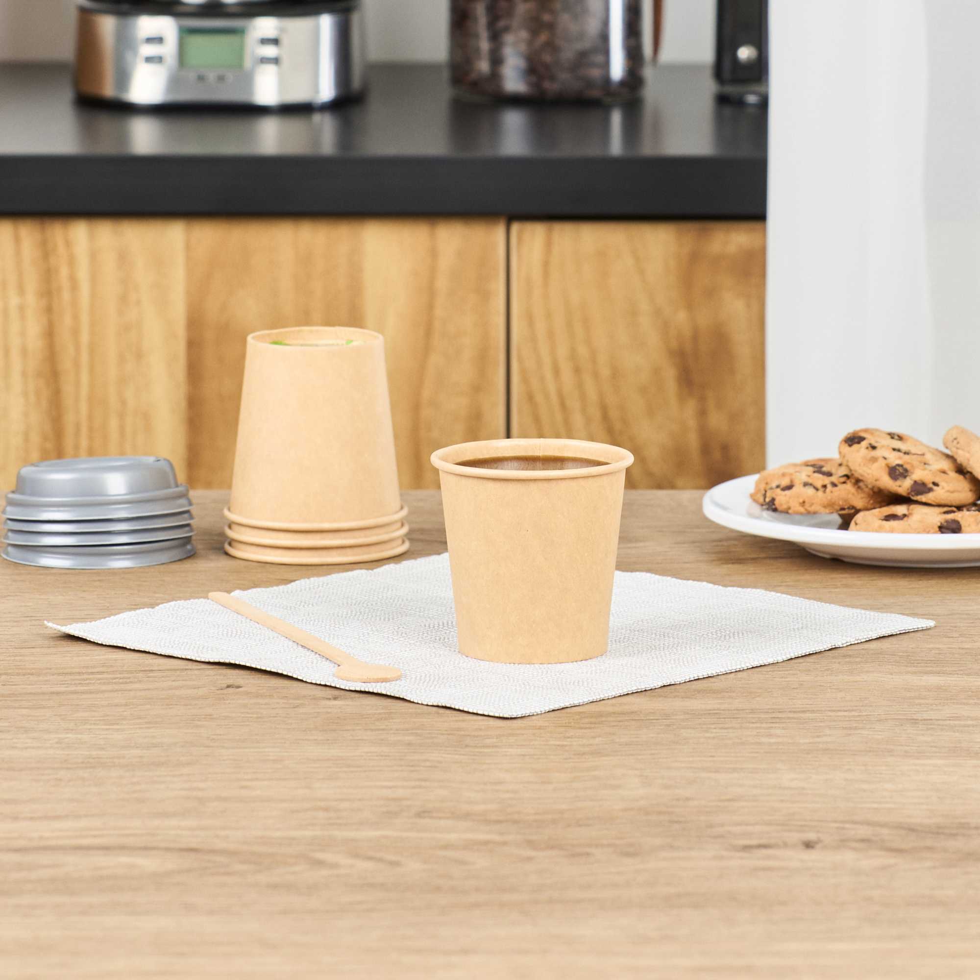 Restpresso 4 oz Natural Unbleached Paper Coffee Cup - Single Wall - 2 1/2" x 2 1/2" x 2 1/2" - 1000 count box