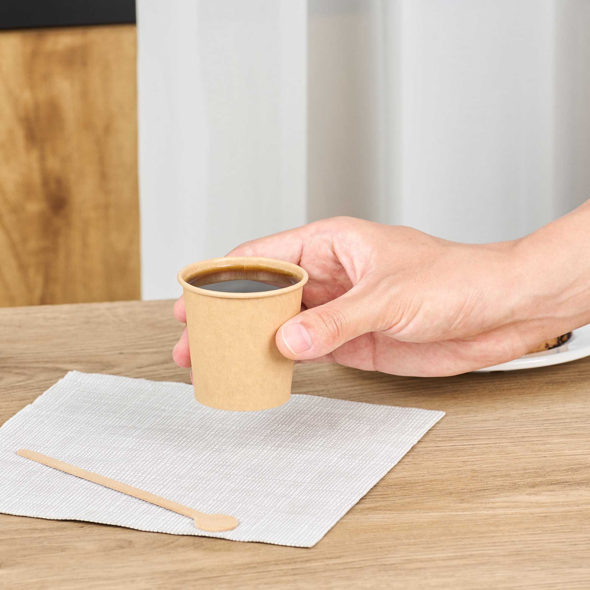 Restpresso 4 oz Natural Unbleached Paper Coffee Cup - Single Wall - 2 1/2" x 2 1/2" x 2 1/2" - 1000 count box