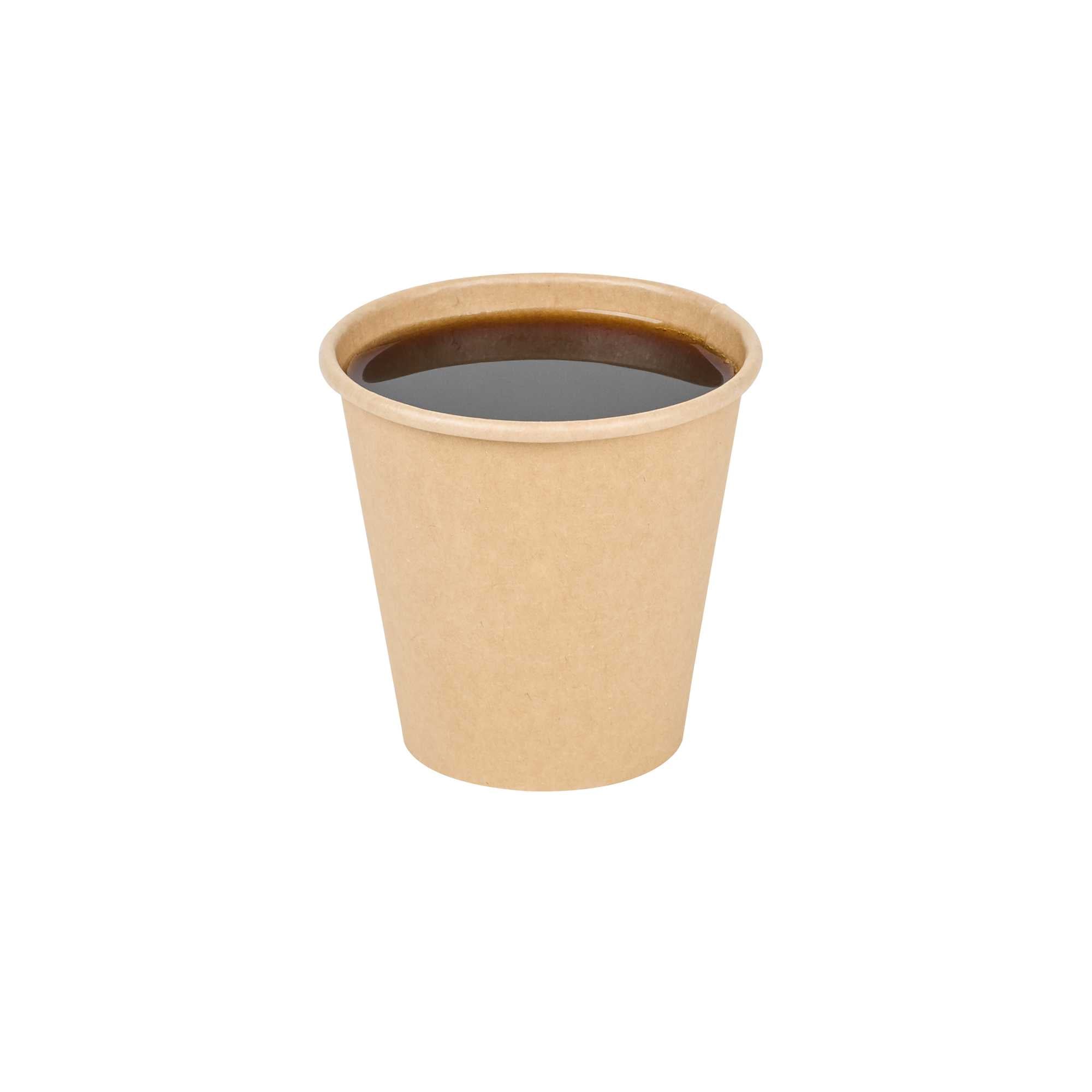 Restpresso 8 oz Natural Paper Unbleached Coffee Cup - Single Wall - 3 1/2" x 3 1/2" x 3 1/4" - 1000 count box