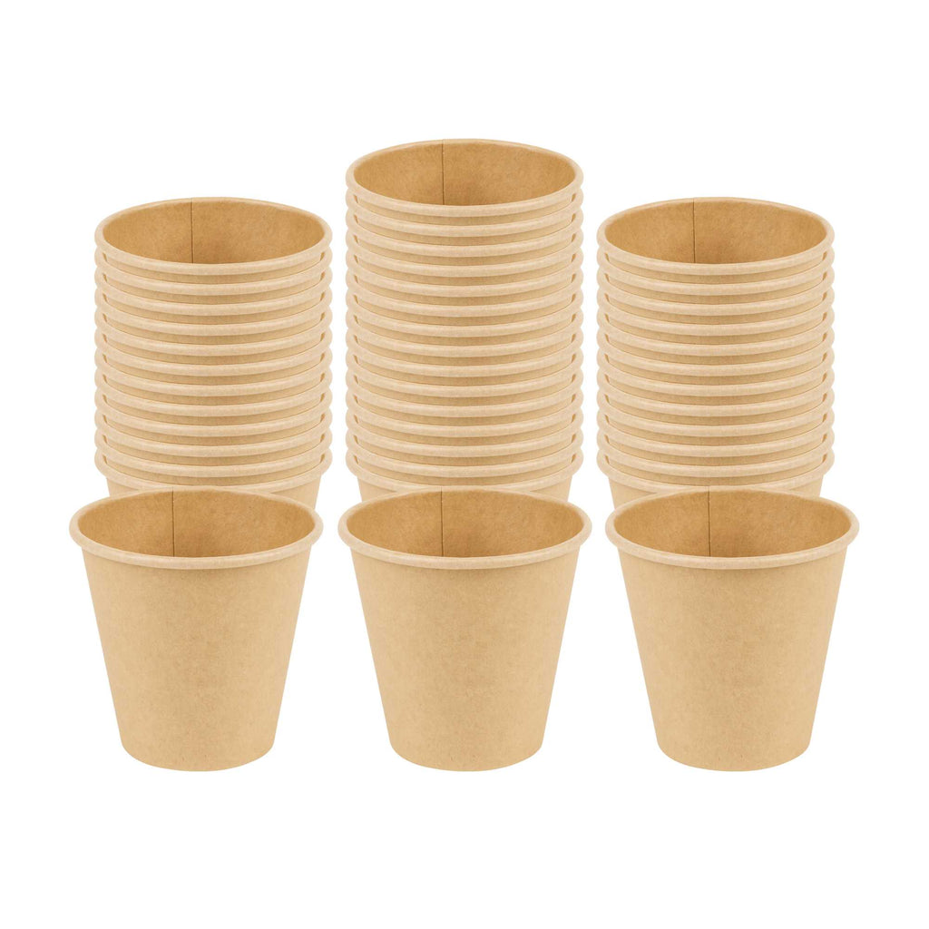Restpresso 8 oz Natural Paper Unbleached Coffee Cup - Single Wall - 3 1/2" x 3 1/2" x 3 1/4" - 1000 count box