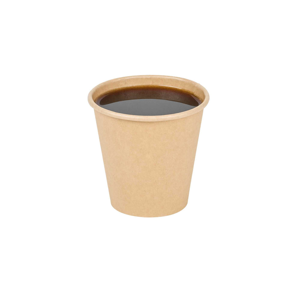 Restpresso 8 oz Natural Paper Unbleached Coffee Cup - Single Wall - 3 1/2" x 3 1/2" x 3 1/4" - 50 count box