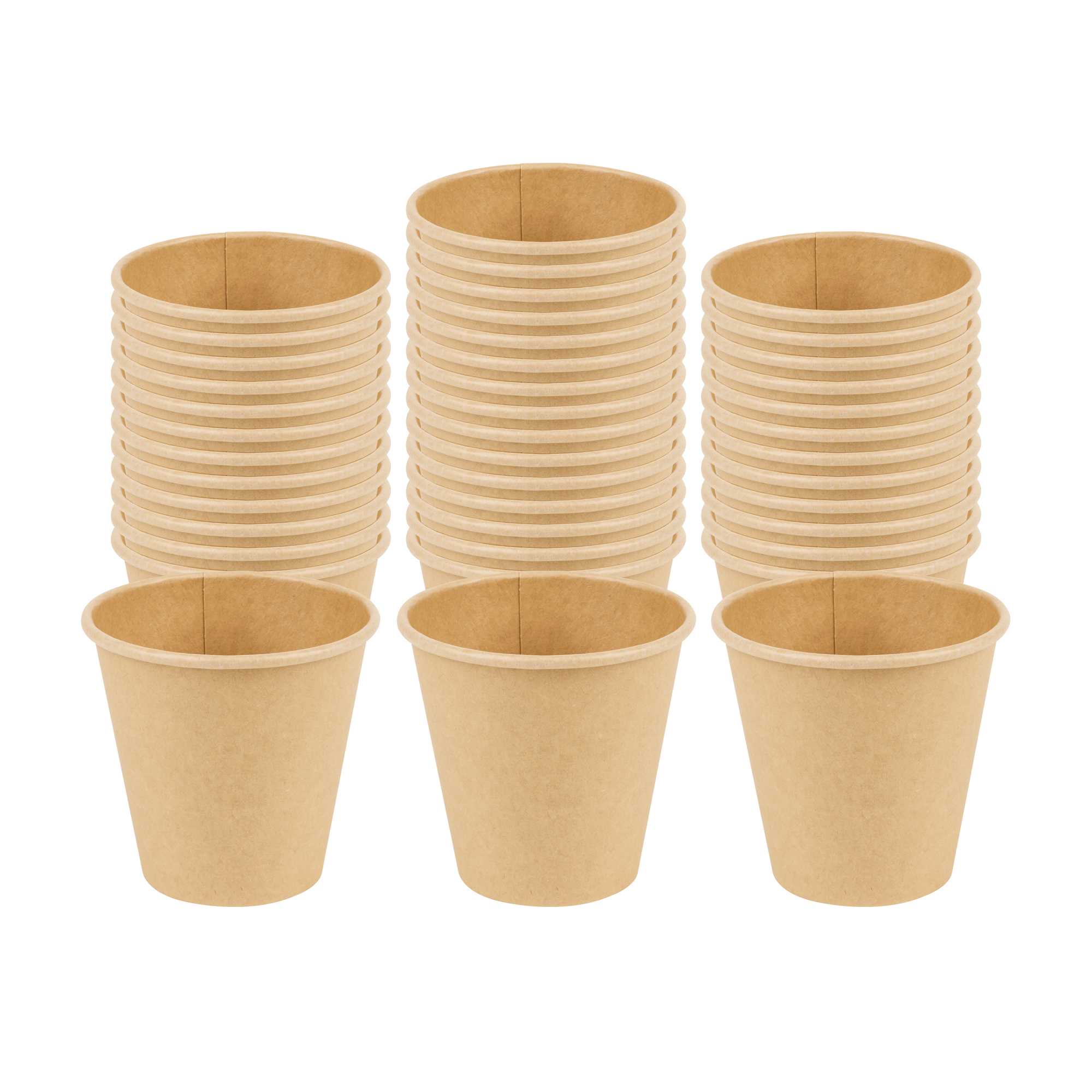 Restpresso 8 oz Natural Paper Unbleached Coffee Cup - Single Wall - 3 1/2" x 3 1/2" x 3 1/4" - 50 count box