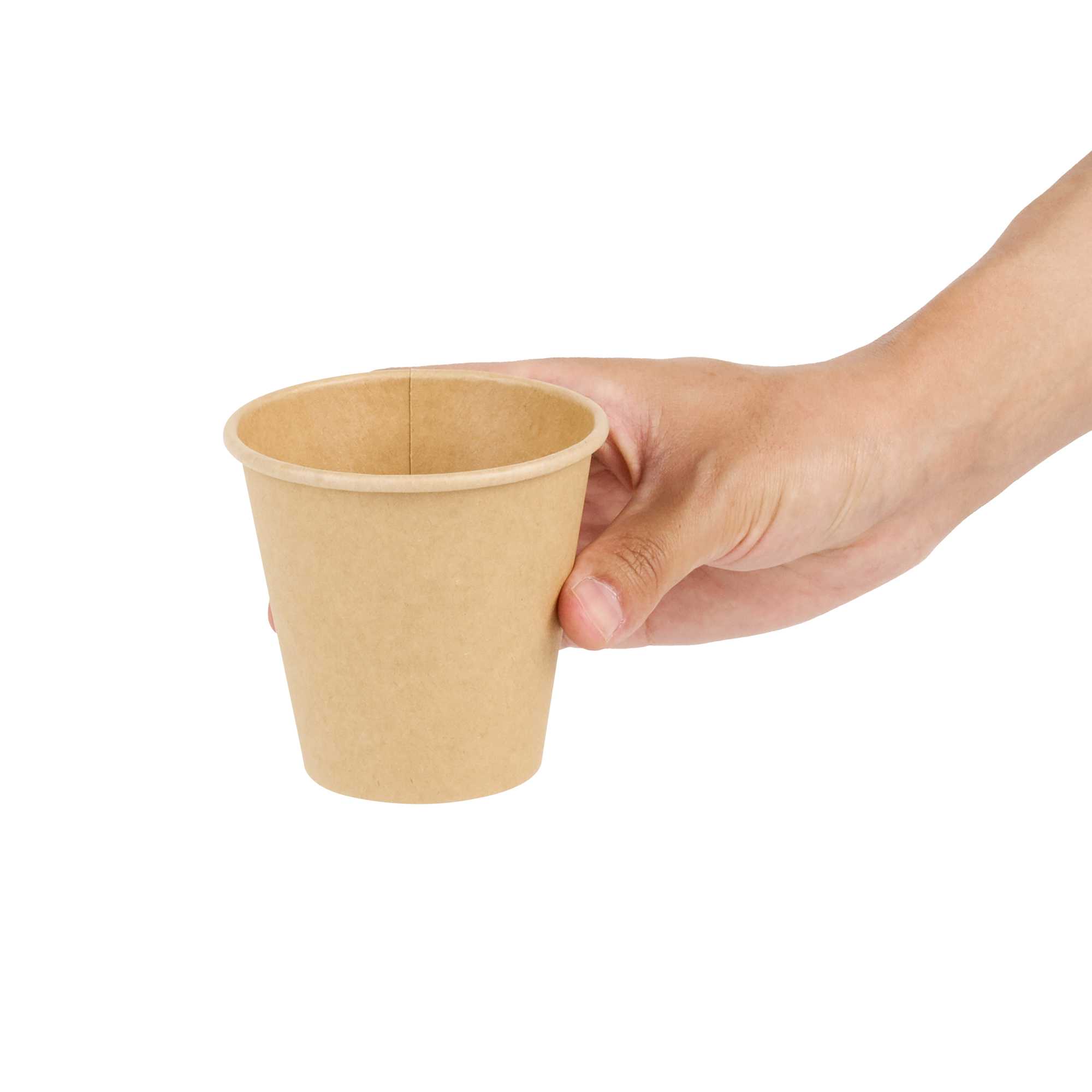 Restpresso 8 oz Natural Paper Unbleached Coffee Cup - Single Wall - 3 1/2" x 3 1/2" x 3 1/4" - 50 count box