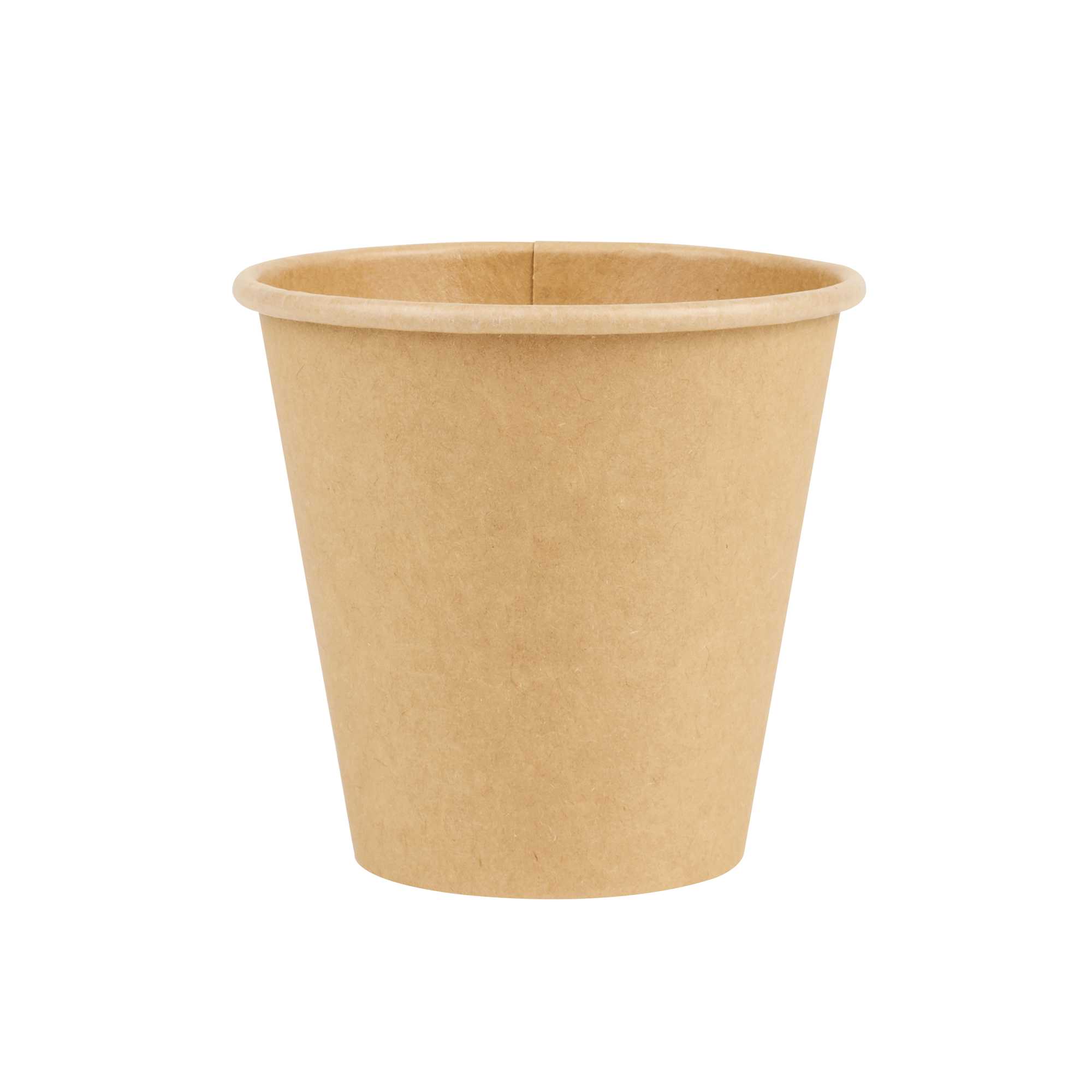 Restpresso 8 oz Natural Paper Unbleached Coffee Cup - Single Wall - 3 1/2" x 3 1/2" x 3 1/4" - 50 count box