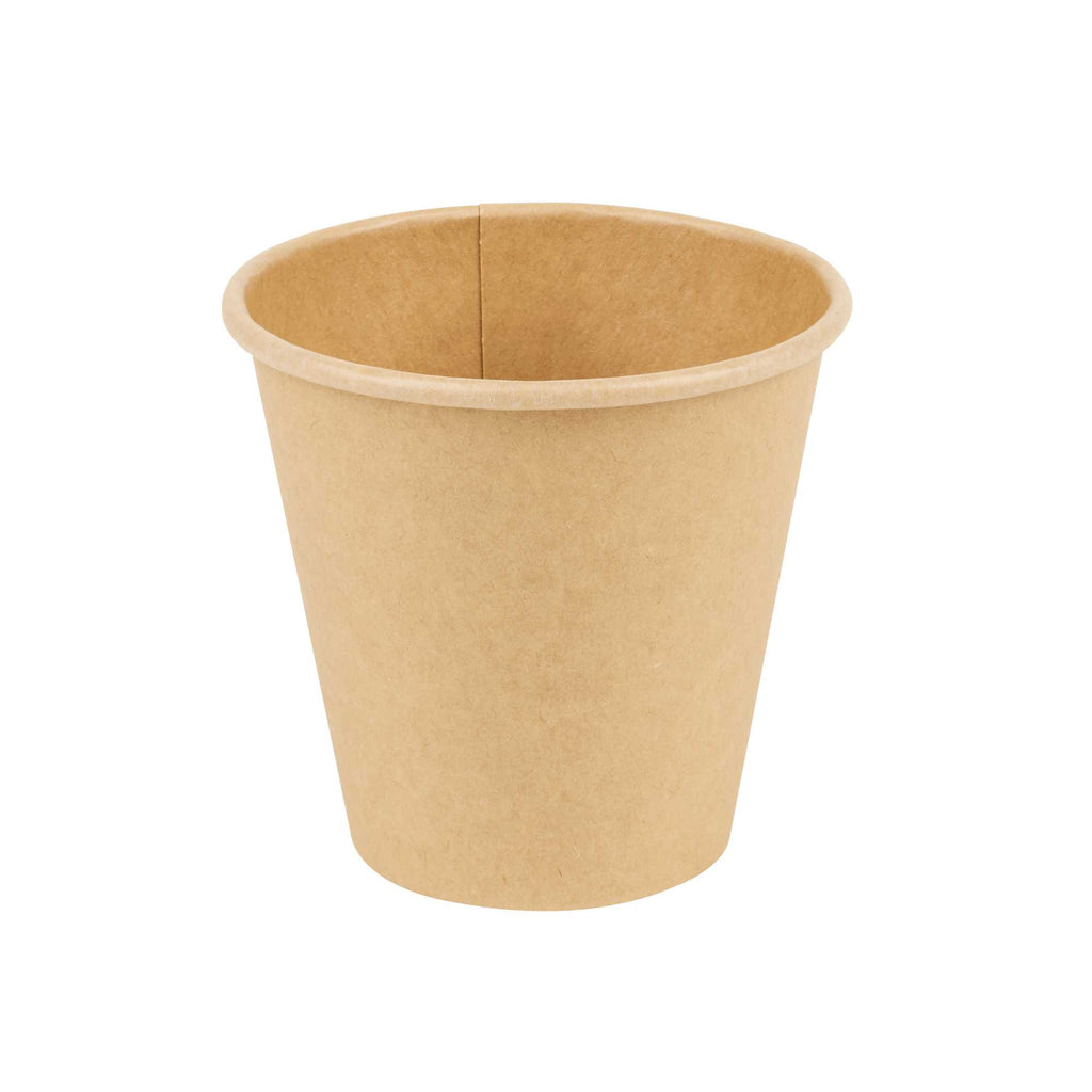 Restpresso 8 oz Natural Paper Unbleached Coffee Cup - Single Wall - 3 1/2" x 3 1/2" x 3 1/4" - 1000 count box