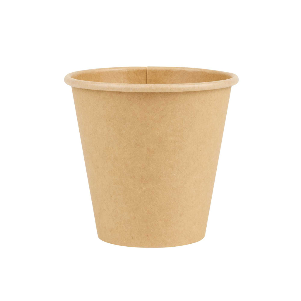 Restpresso 8 oz Natural Paper Unbleached Coffee Cup - Single Wall - 3 1/2" x 3 1/2" x 3 1/4" - 1000 count box