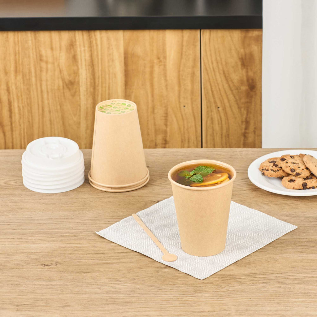 Restpresso 12 oz Natural Paper Unbleached Coffee Cup - Single Wall - 3 1/2" x 3 1/2" x 4 1/4" - 1000 count box