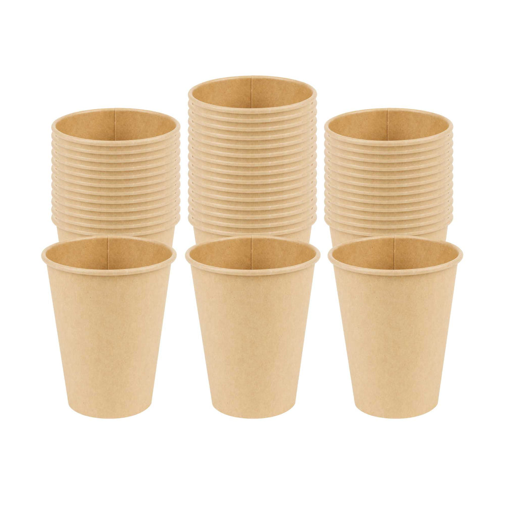 Restpresso 12 oz Natural Paper Unbleached Coffee Cup - Single Wall - 3 1/2" x 3 1/2" x 4 1/4" - 50 count box