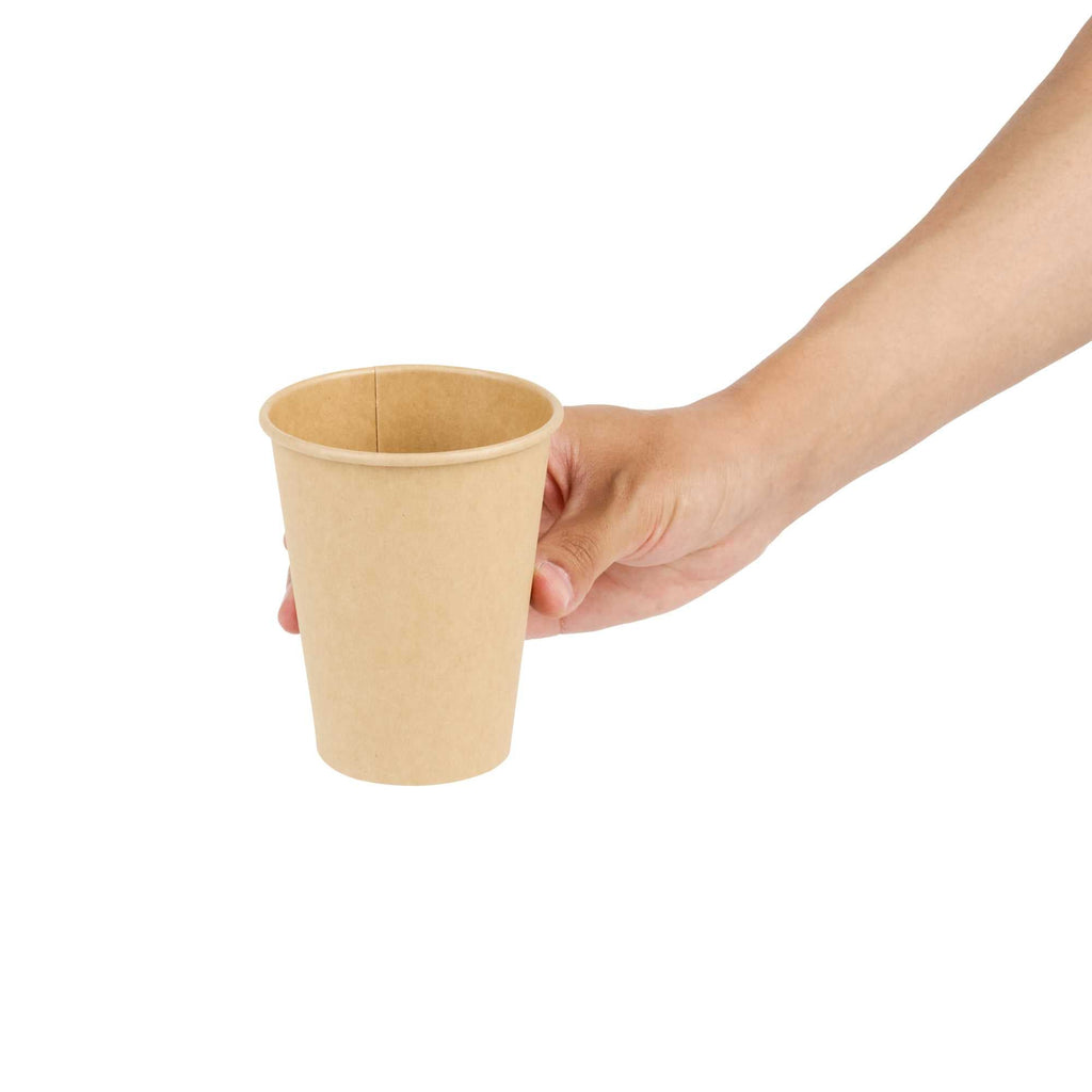 Restpresso 12 oz Natural Paper Unbleached Coffee Cup - Single Wall - 3 1/2" x 3 1/2" x 4 1/4" - 50 count box