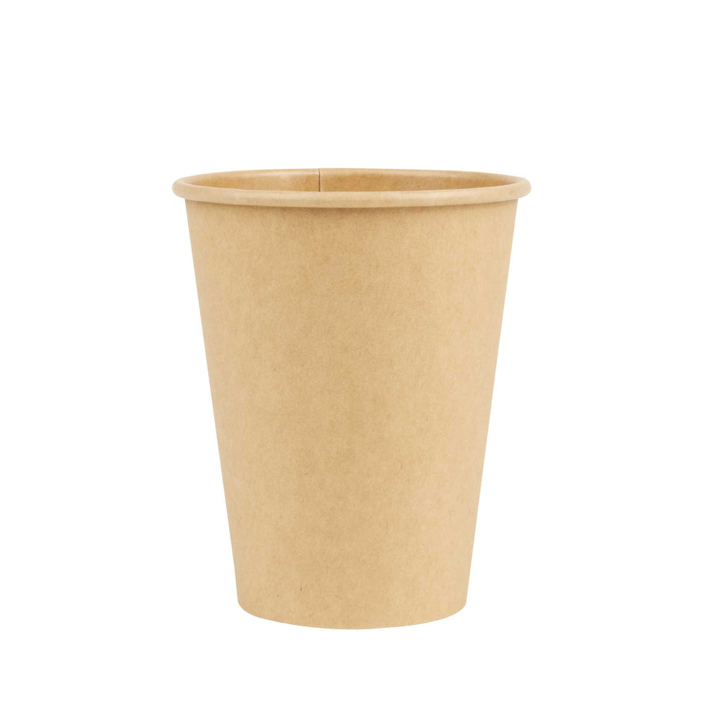 Restpresso 12 oz Natural Paper Unbleached Coffee Cup - Single Wall - 3 1/2" x 3 1/2" x 4 1/4" - 50 count box