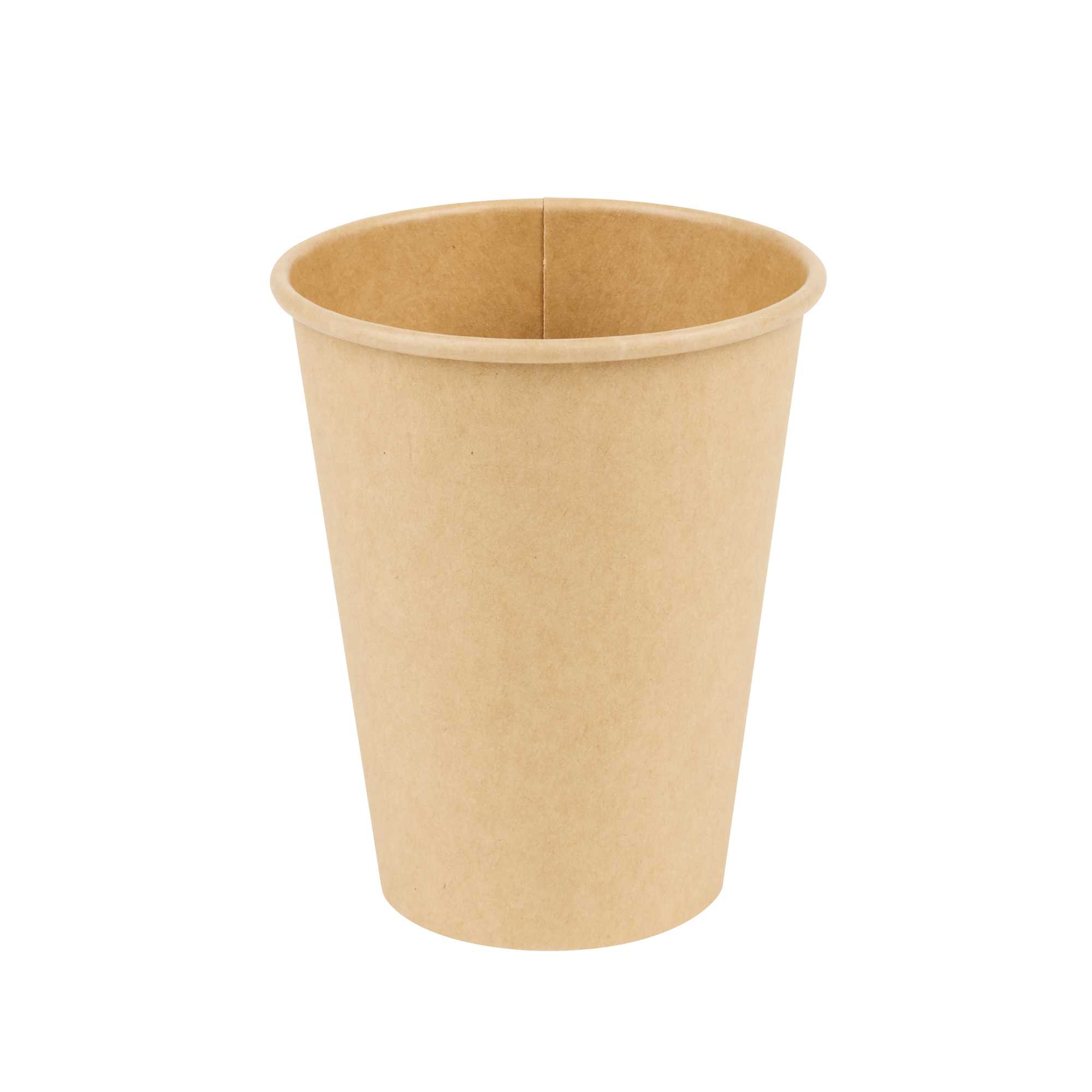 Restpresso 12 oz Natural Paper Unbleached Coffee Cup - Single Wall - 3 1/2" x 3 1/2" x 4 1/4" - 1000 count box