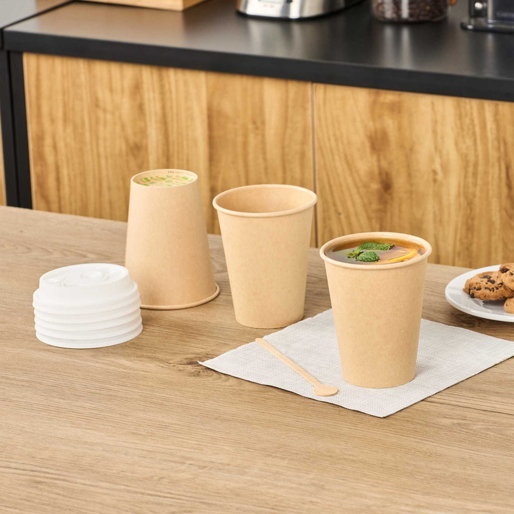 Restpresso 12 oz Natural Paper Unbleached Coffee Cup - Single Wall - 3 1/2" x 3 1/2" x 4 1/4" - 1000 count box