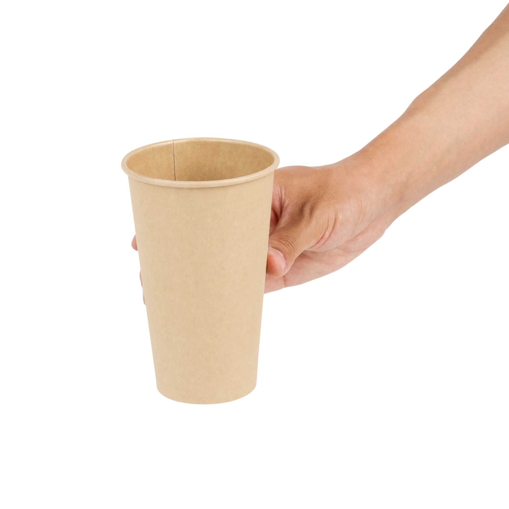 Restpresso 16 oz Natural Paper Unbleached Coffee Cup - Single Wall - 3 1/2" x 3 1/2" x 5 1/2" - 50 count box
