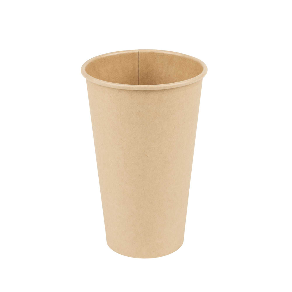 Restpresso 16 oz Natural Paper Unbleached Coffee Cup - Single Wall - 3 1/2" x 3 1/2" x 5 1/2" - 1000 count box