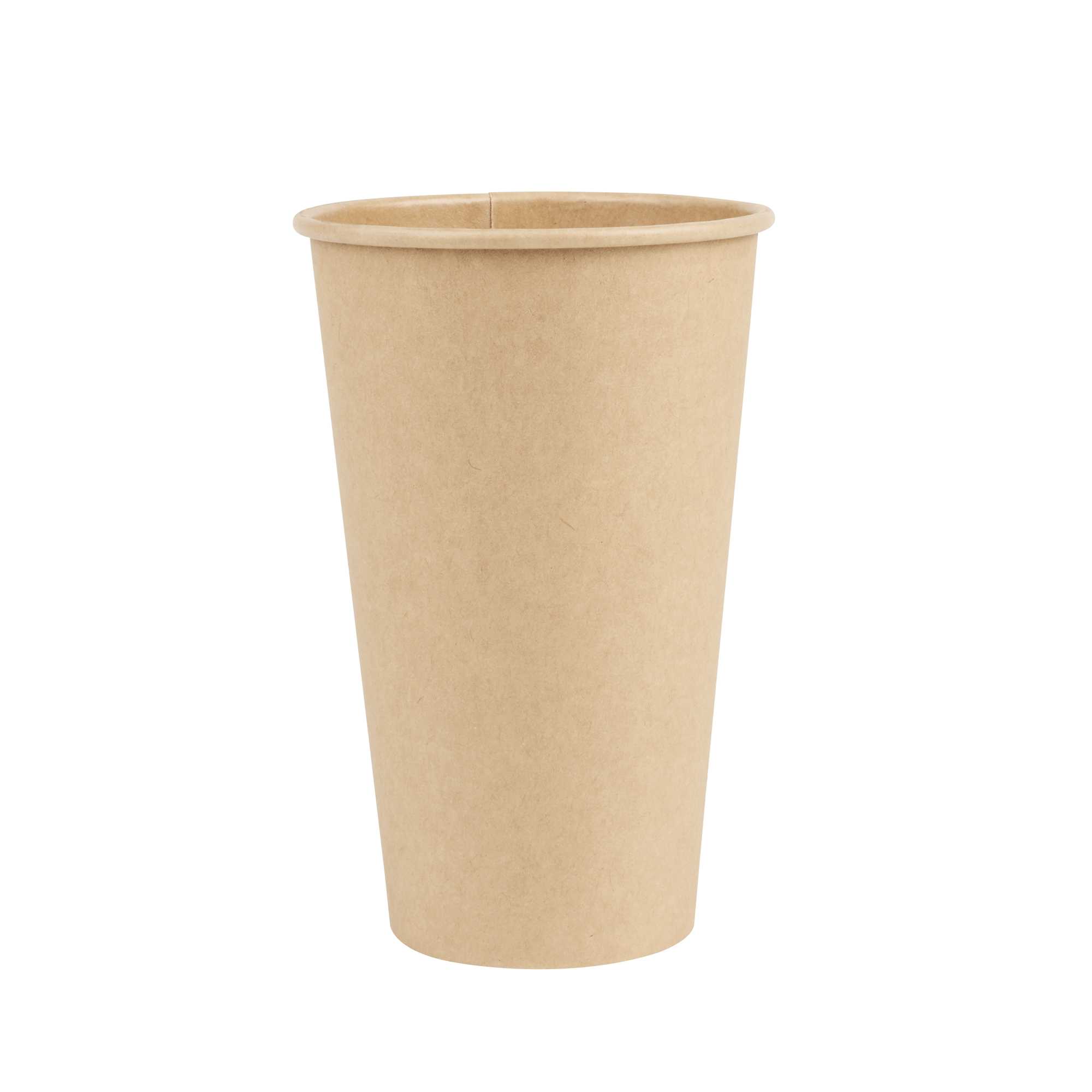 Restpresso 16 oz Natural Paper Unbleached Coffee Cup - Single Wall - 3 1/2" x 3 1/2" x 5 1/2" - 1000 count box