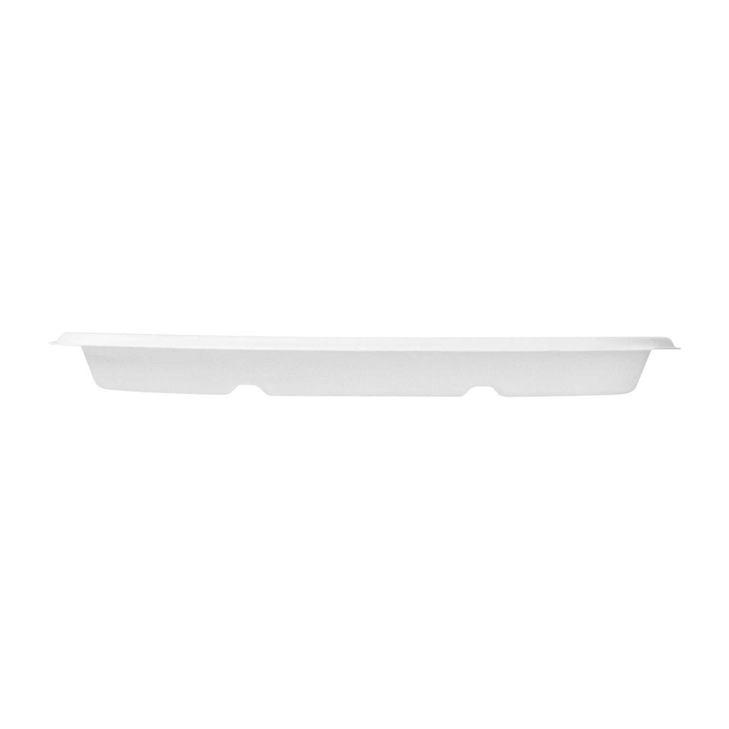 Pulp Safe No PFAS Added Square White Sugarcane / Bagasse Tray - Home Compostable - 12" x 12" - 100 count box