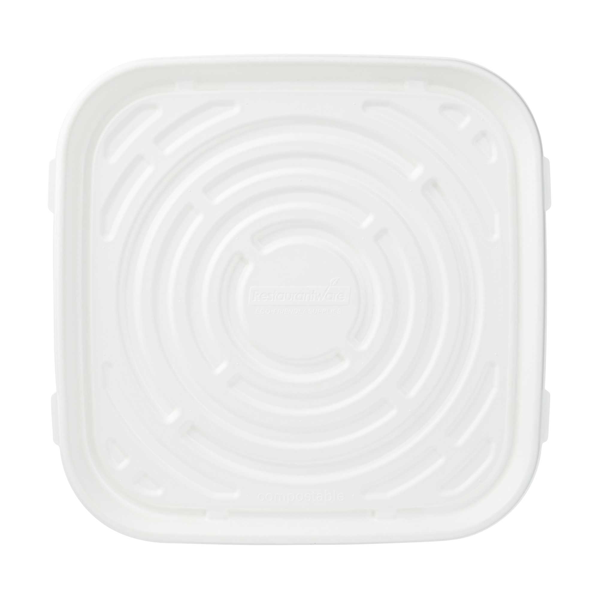 Pulp Safe No PFAS Added Square White Sugarcane / Bagasse Tray - Home Compostable - 18" x 18" - 100 count box