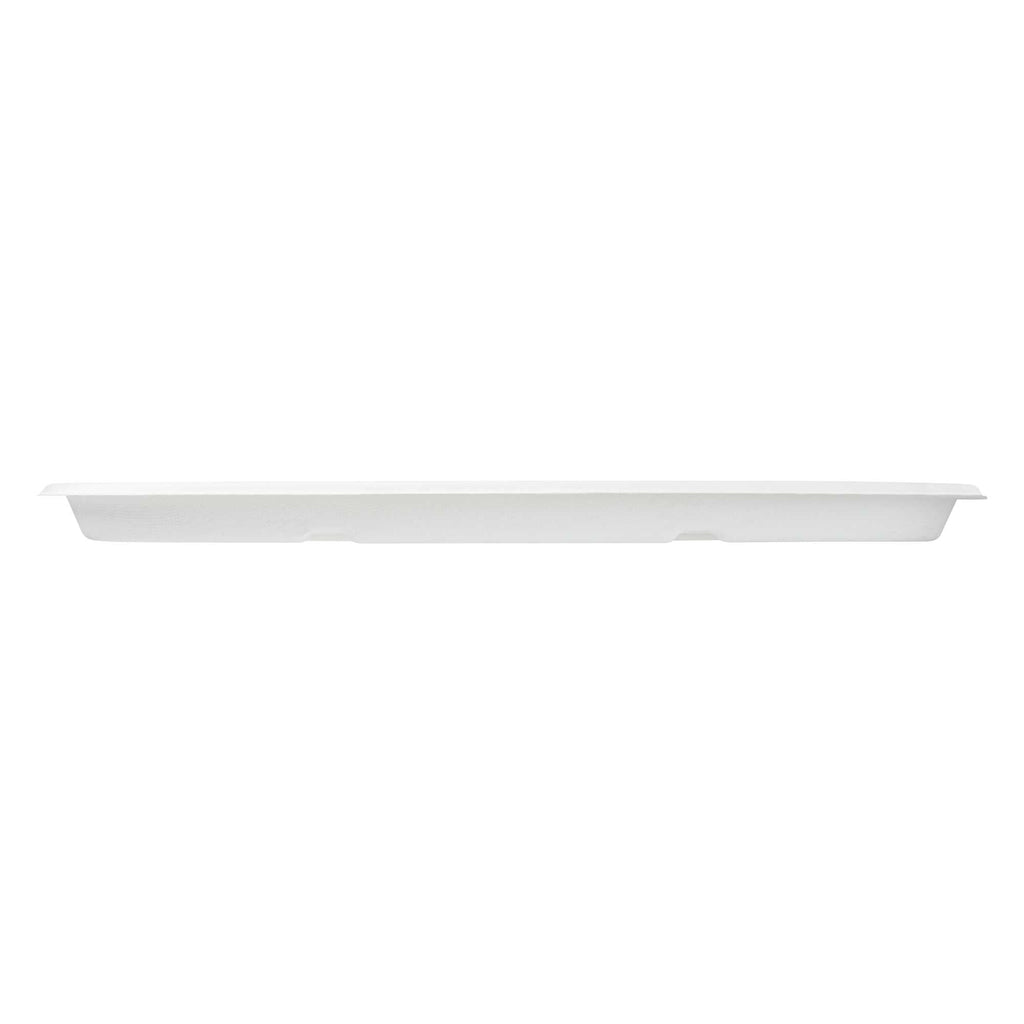 Pulp Safe No PFAS Added Square White Sugarcane / Bagasse Tray - Home Compostable - 18" x 18" - 100 count box