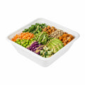 Pulp Safe No PFAS Added 160 oz Square White Sugarcane / Bagasse Serving Bowl - Home Compostable - 10 3/4" x 10 3/4" x 4" - 100 count box