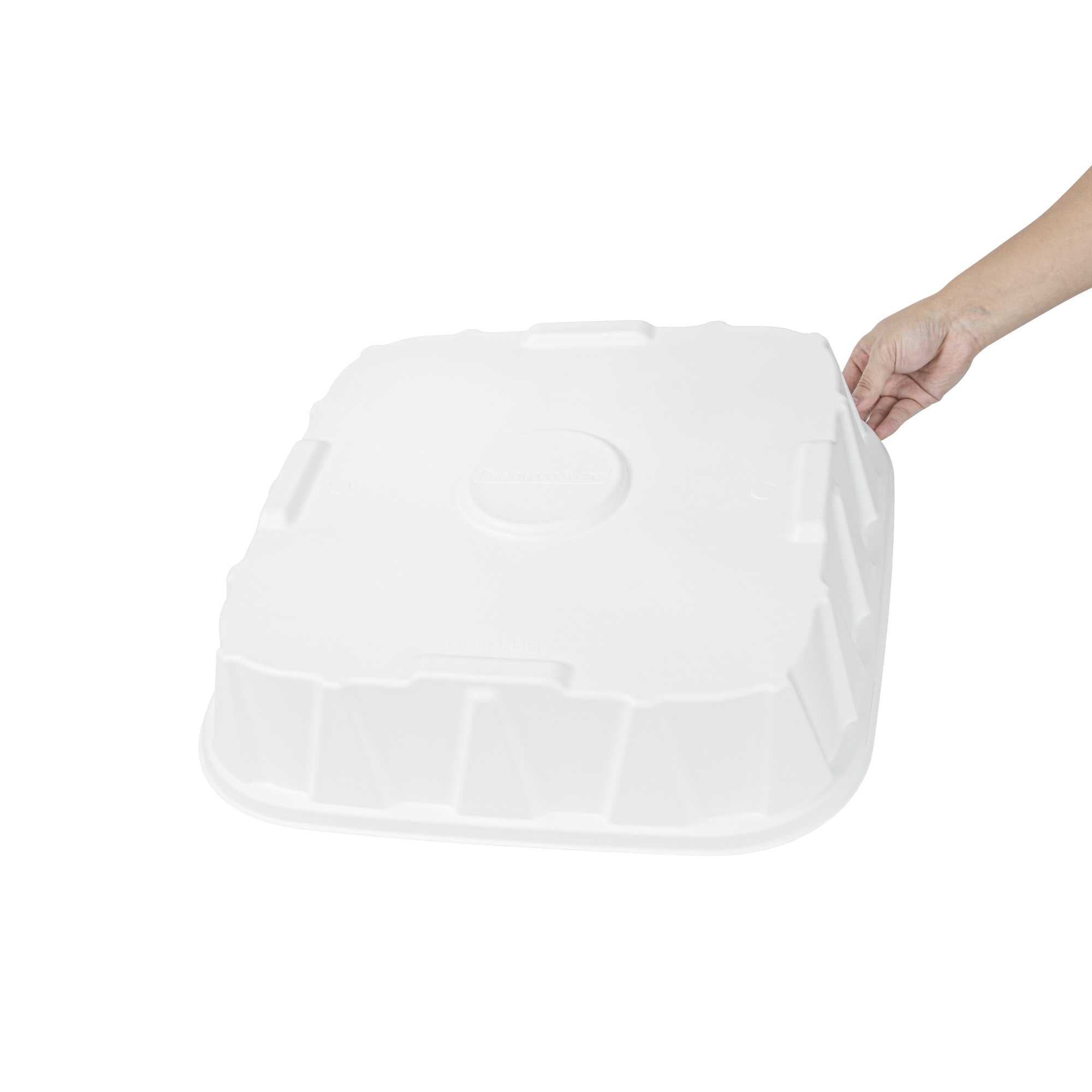 Pulp Safe No PFAS Added Square White Sugarcane / Bagasse Tray Lid - Home Compostable, Fits 18" - 100 count box