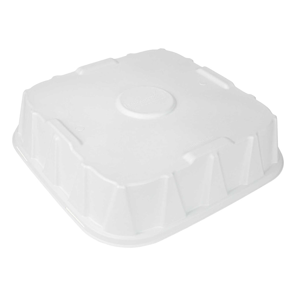 Pulp Safe No PFAS Added Square White Sugarcane / Bagasse Tray Lid - Home Compostable, Fits 18" - 100 count box