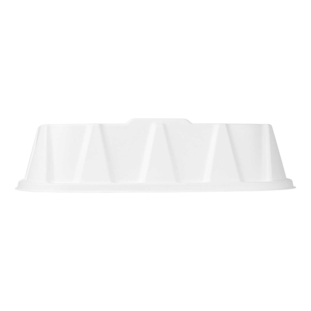 Pulp Safe No PFAS Added Square White Sugarcane / Bagasse Tray Lid - Home Compostable, Fits 18" - 100 count box