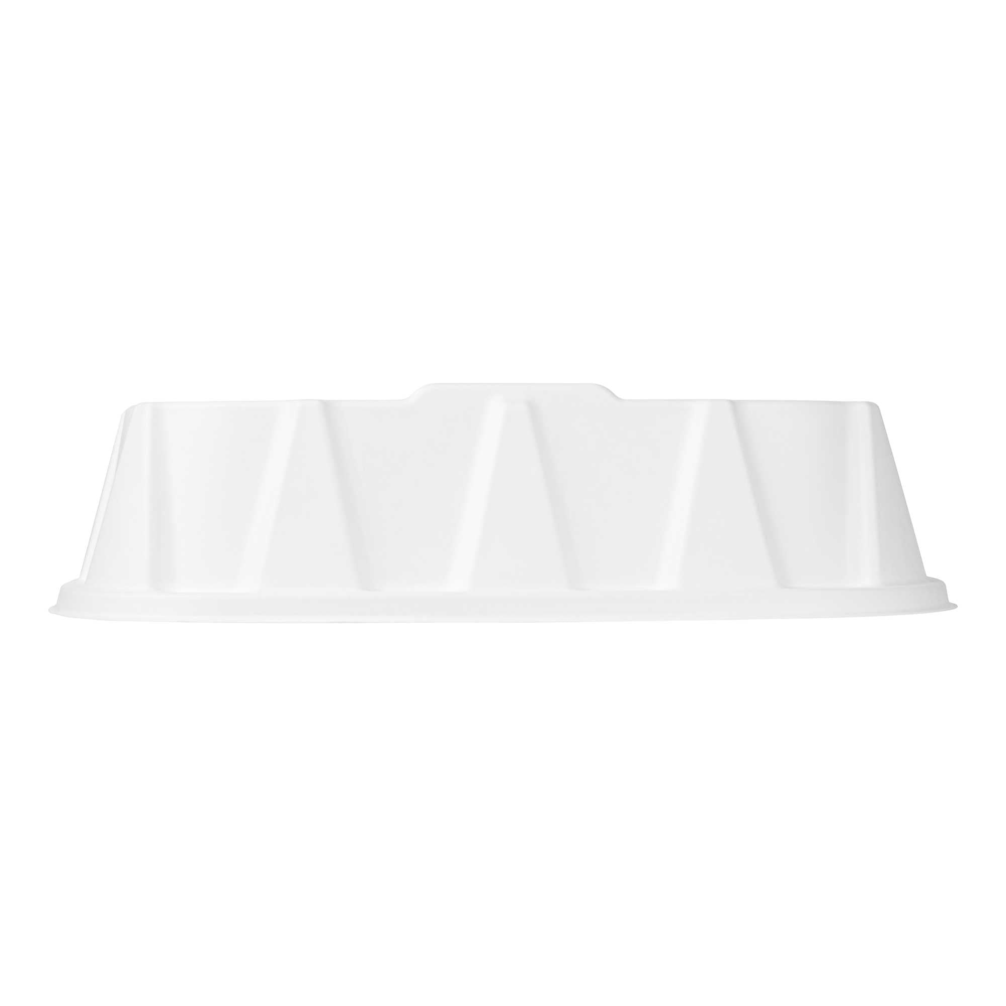 Pulp Safe No PFAS Added Square White Sugarcane / Bagasse Tray Lid - Home Compostable, Fits 18" - 100 count box