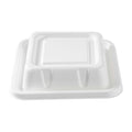 Pulp Safe No PFAS Added Square White Sugarcane / Bagasse Serving Bowl Lid - Home Compostable, Fits 80 oz - 100 count box