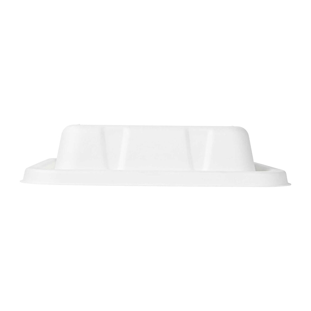 Pulp Safe No PFAS Added Square White Sugarcane / Bagasse Serving Bowl Lid - Home Compostable, Fits 80 oz - 100 count box