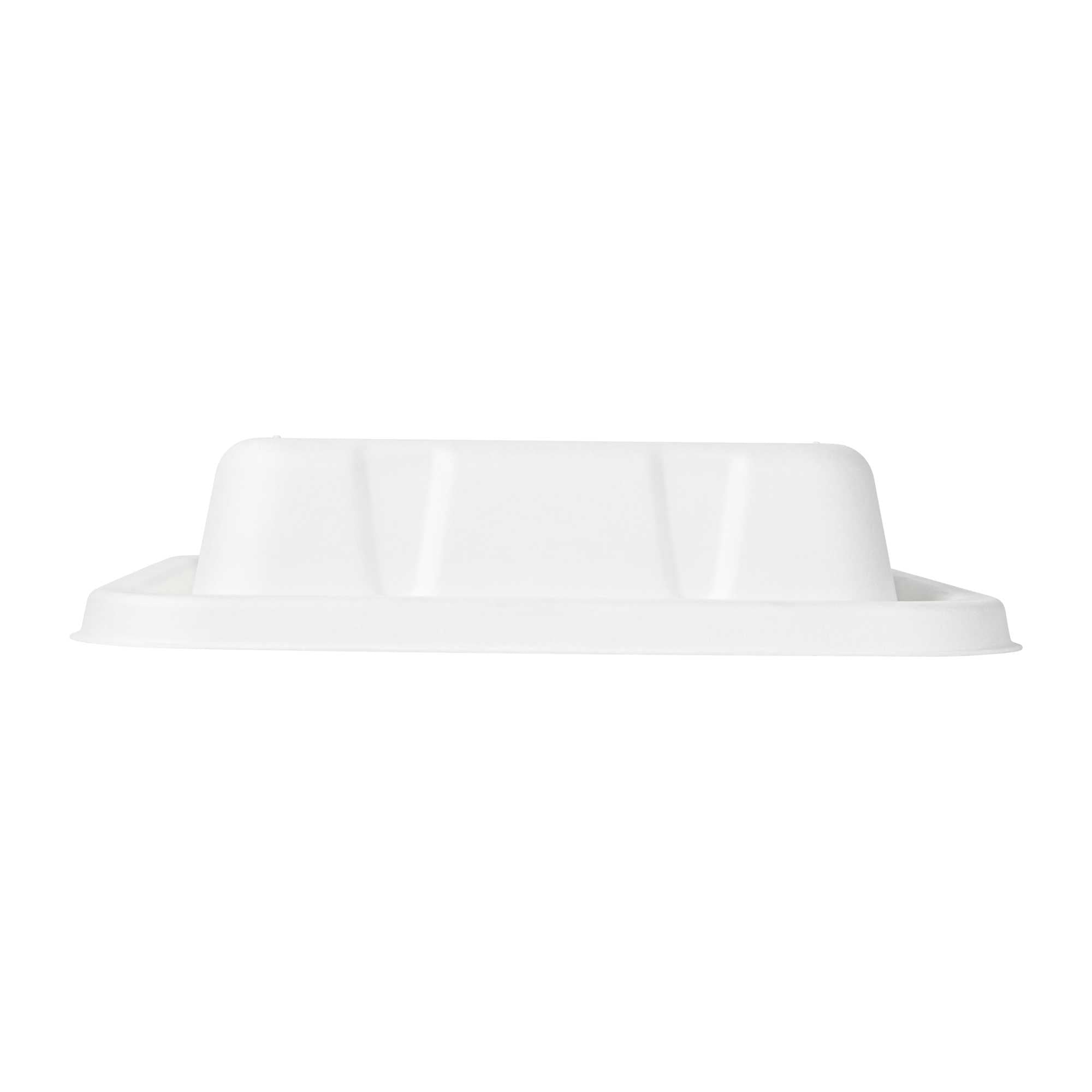 Pulp Safe No PFAS Added Square White Sugarcane / Bagasse Serving Bowl Lid - Home Compostable, Fits 80 oz - 100 count box