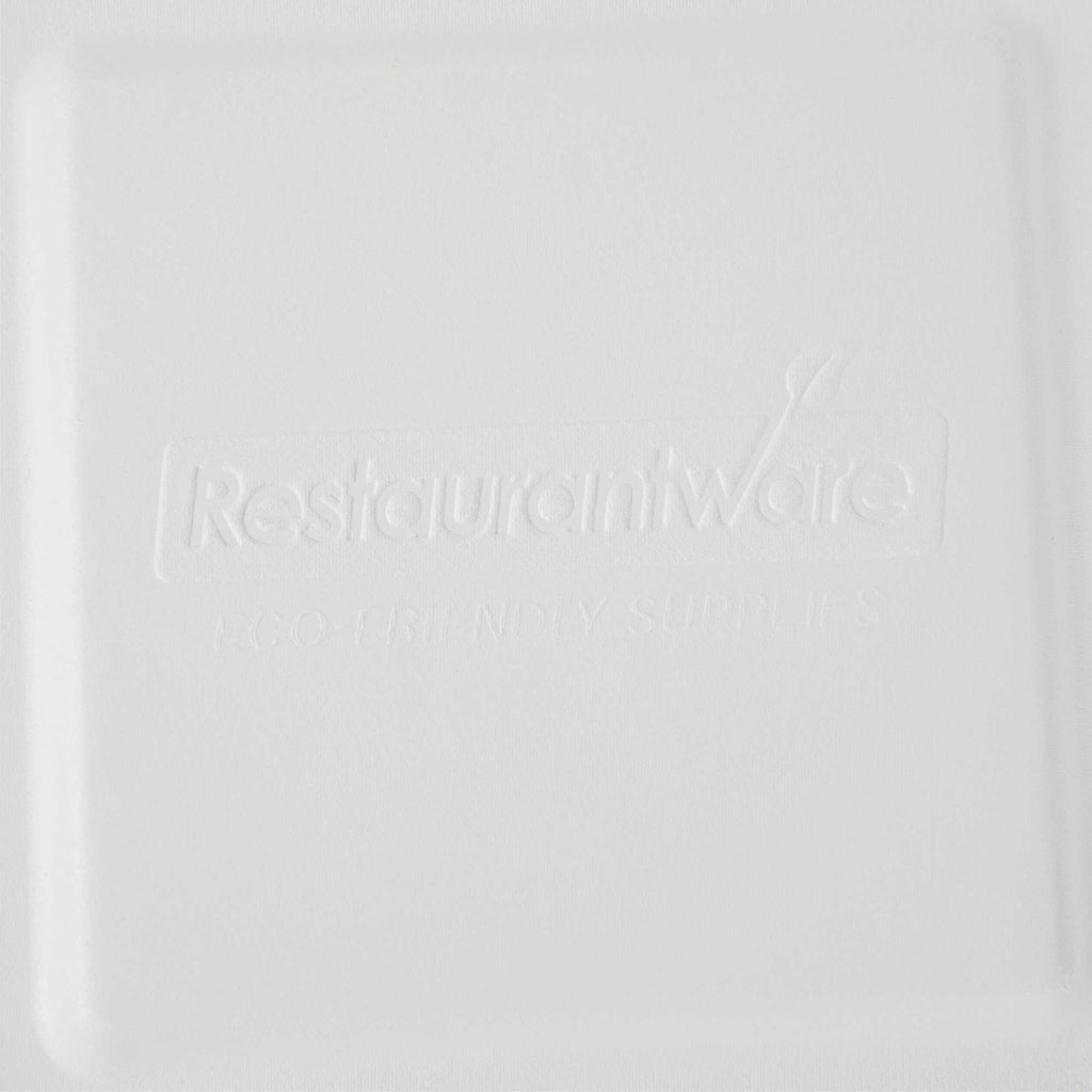 Pulp Safe No PFAS Added Square White Sugarcane / Bagasse Serving Bowl Lid - Home Compostable, Fits 80 oz - 100 count box