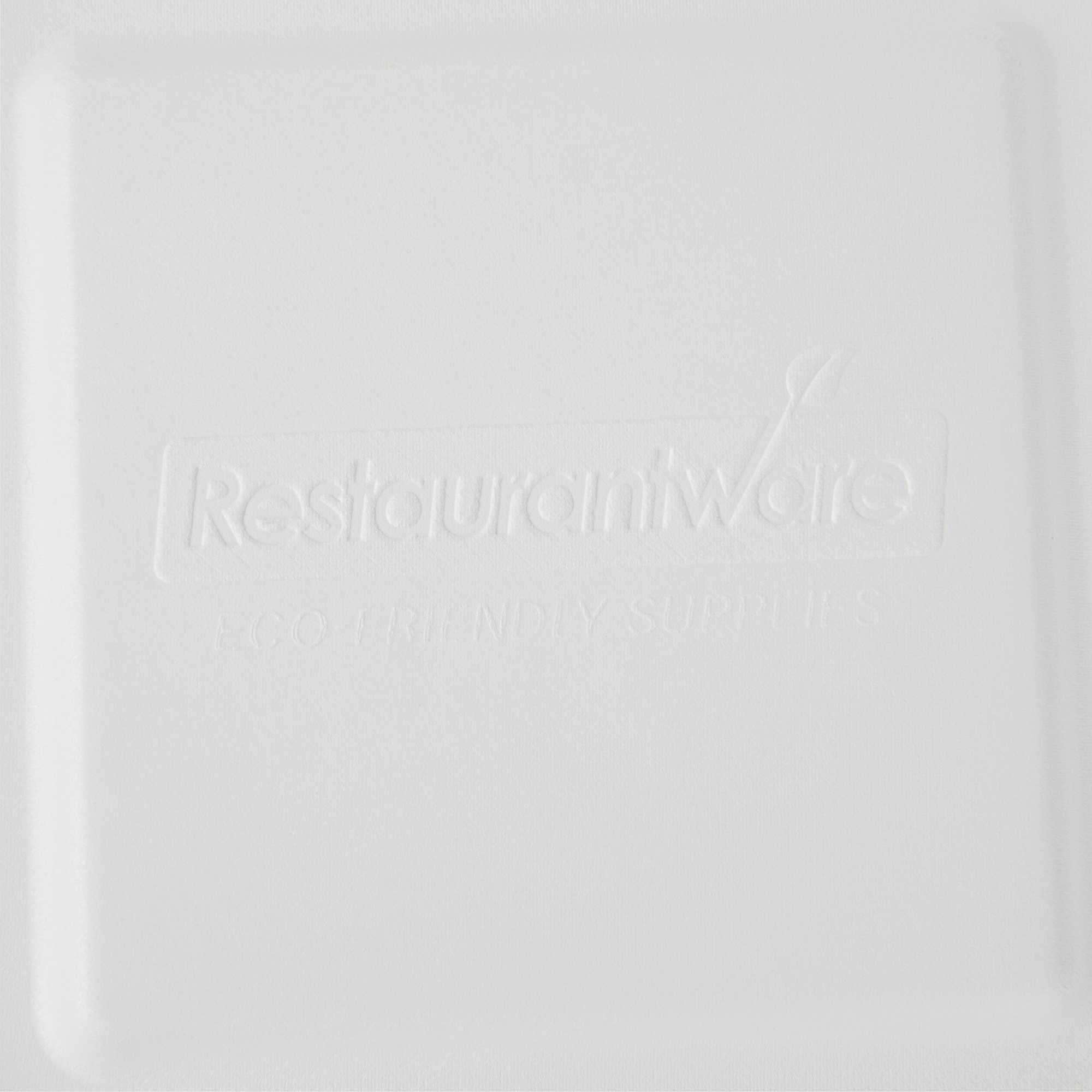 Pulp Safe No PFAS Added Square White Sugarcane / Bagasse Serving Bowl Lid - Home Compostable, Fits 80 oz - 100 count box