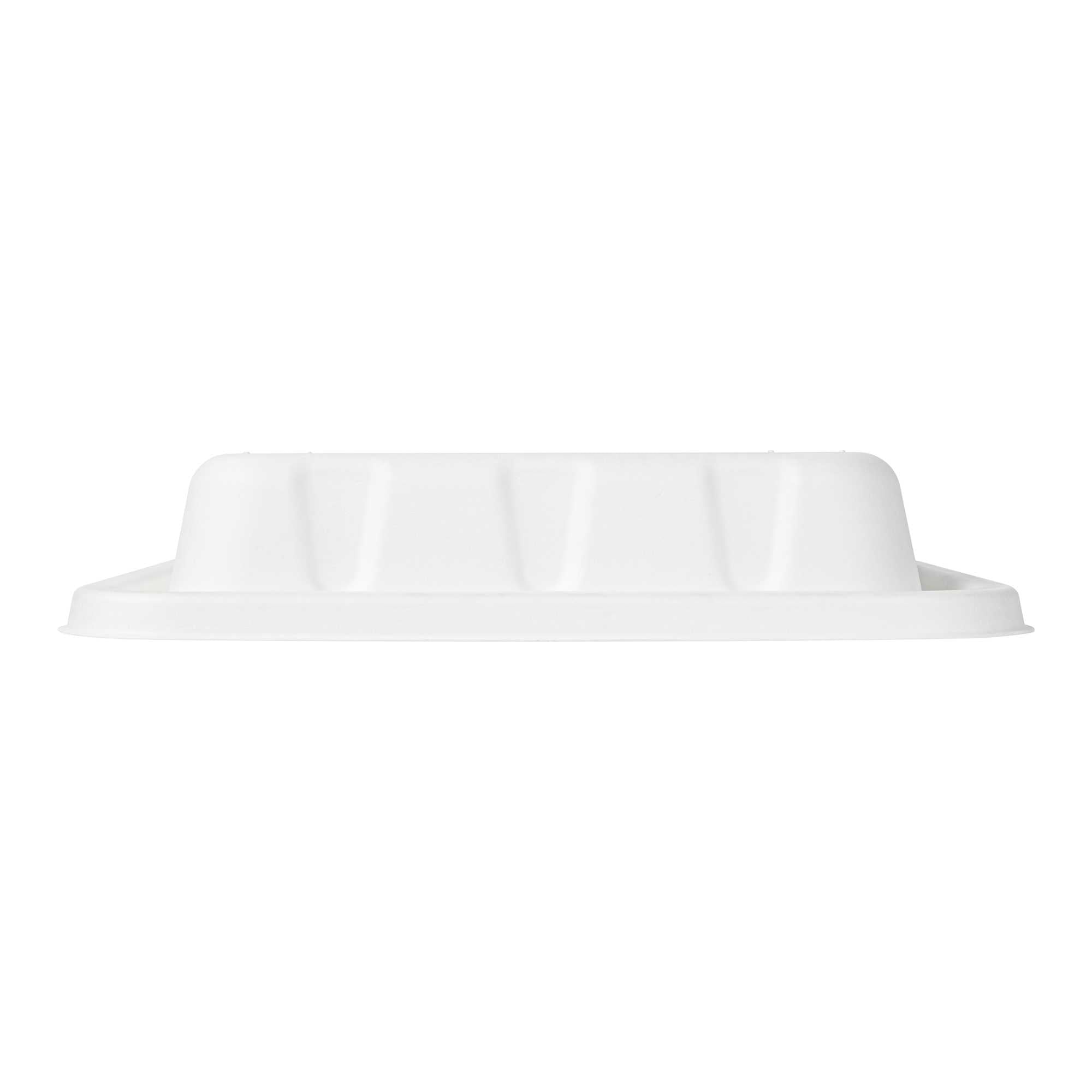 Pulp Safe No PFAS Added Square White Sugarcane / Bagasse Serving Bowl Lid - Home Compostable, Fits 128 oz - 100 count box