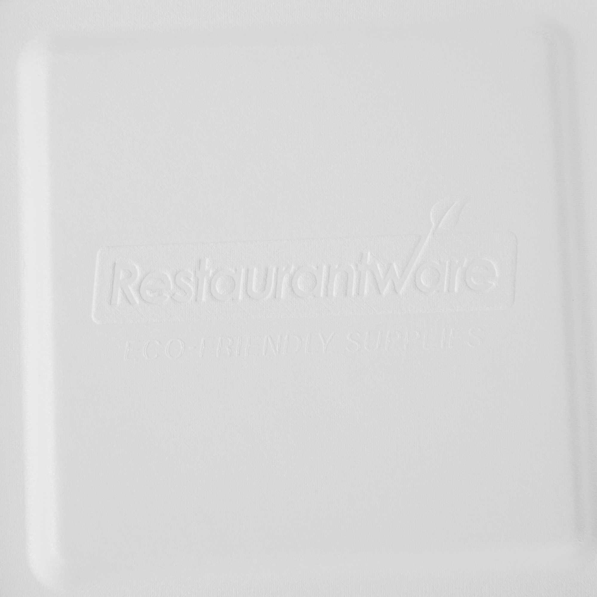 Pulp Safe No PFAS Added Square White Sugarcane / Bagasse Serving Bowl Lid - Home Compostable, Fits 128 oz - 100 count box