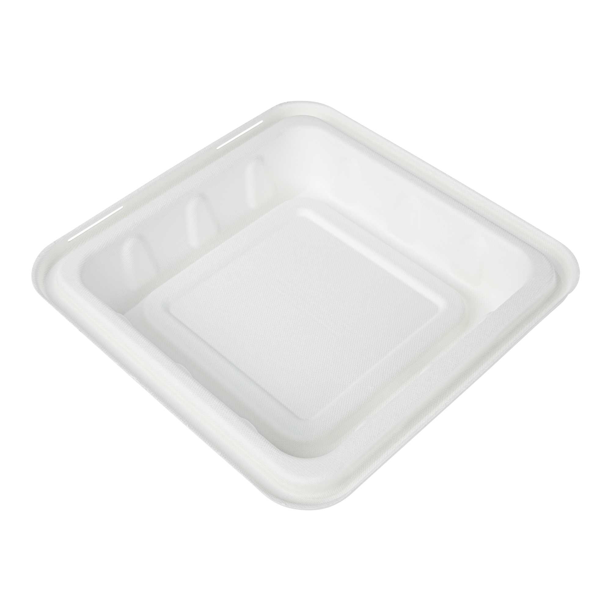 Pulp Safe No PFAS Added Square White Sugarcane / Bagasse Serving Bowl Lid - Home Compostable, Fits 160 oz - 100 count box