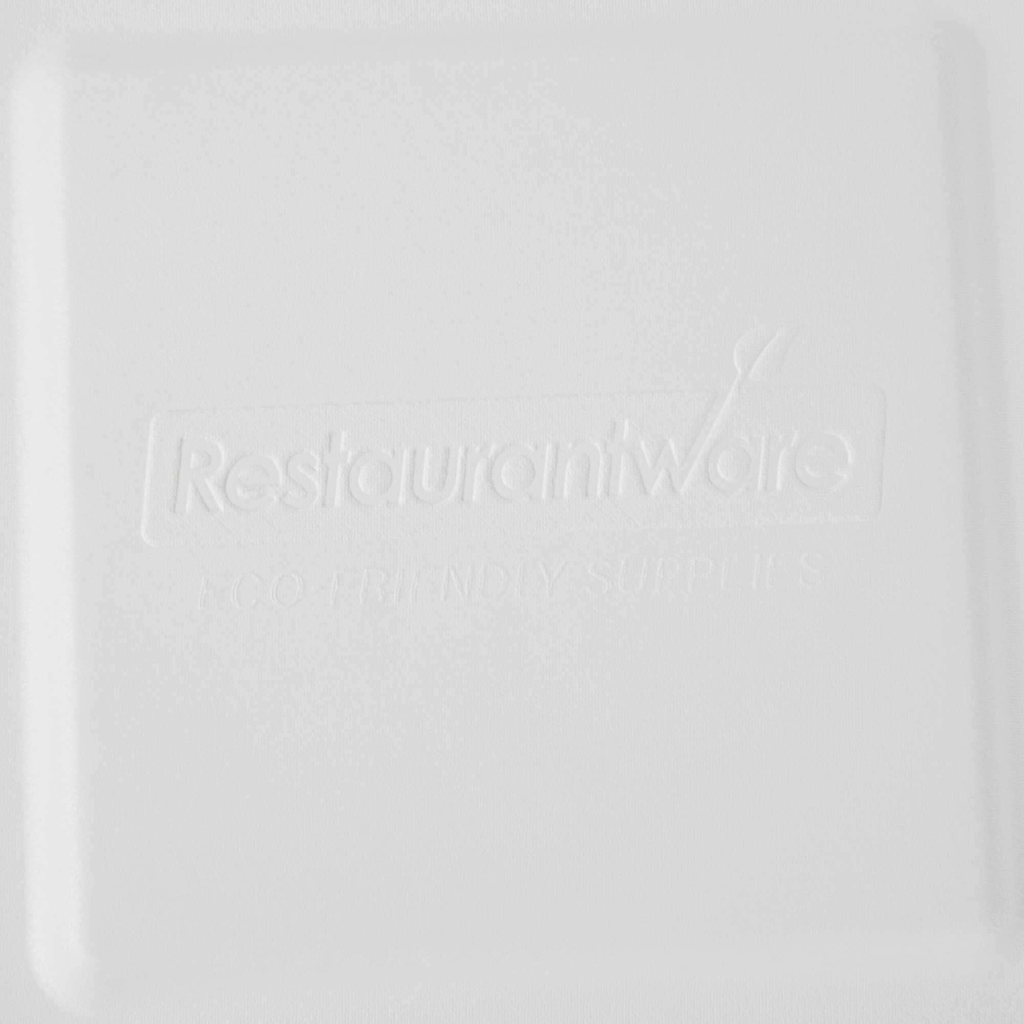 Pulp Safe No PFAS Added Square White Sugarcane / Bagasse Serving Bowl Lid - Home Compostable, Fits 160 oz - 100 count box
