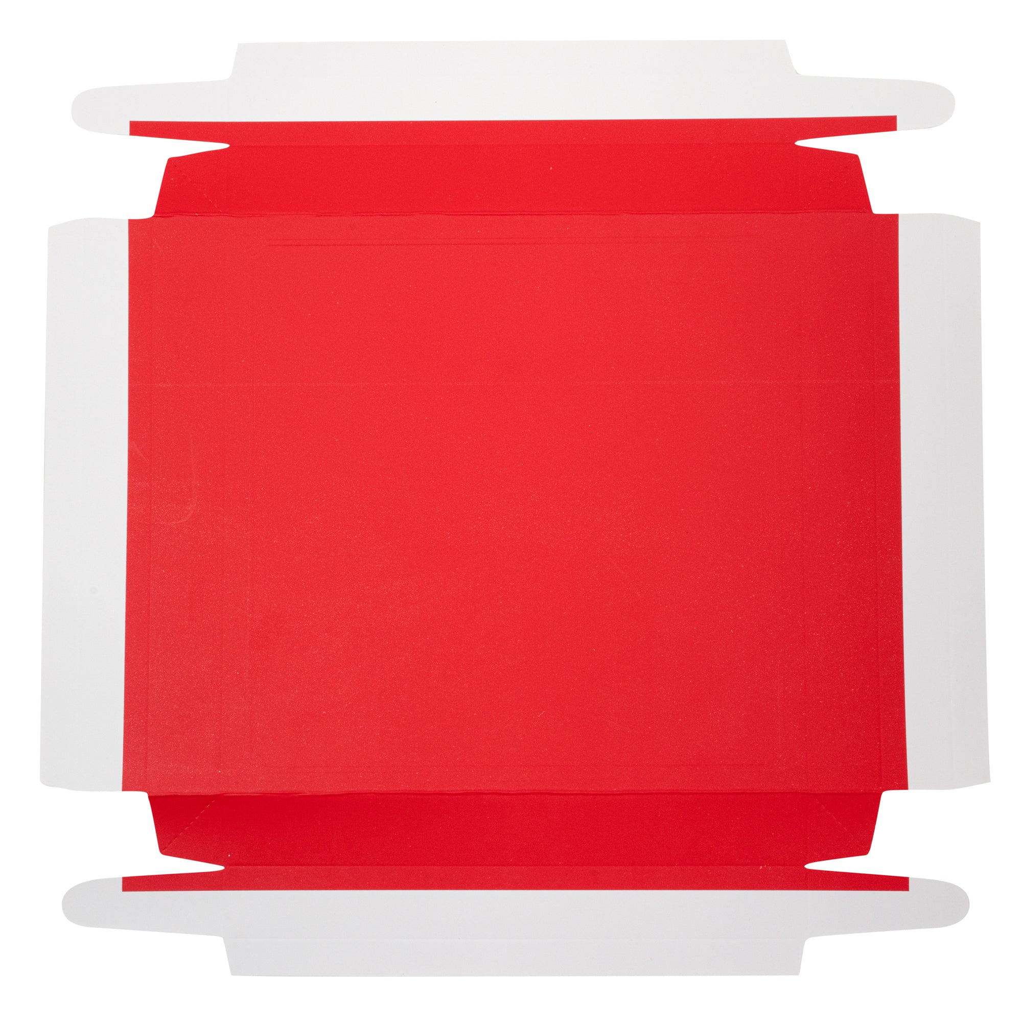 Sweet Vision Square Clear Plastic Cake Box - Red Lid and White Base, Red Ribbon - 8 1/2" x 8 1/2" x 6 3/4" - 10 count box