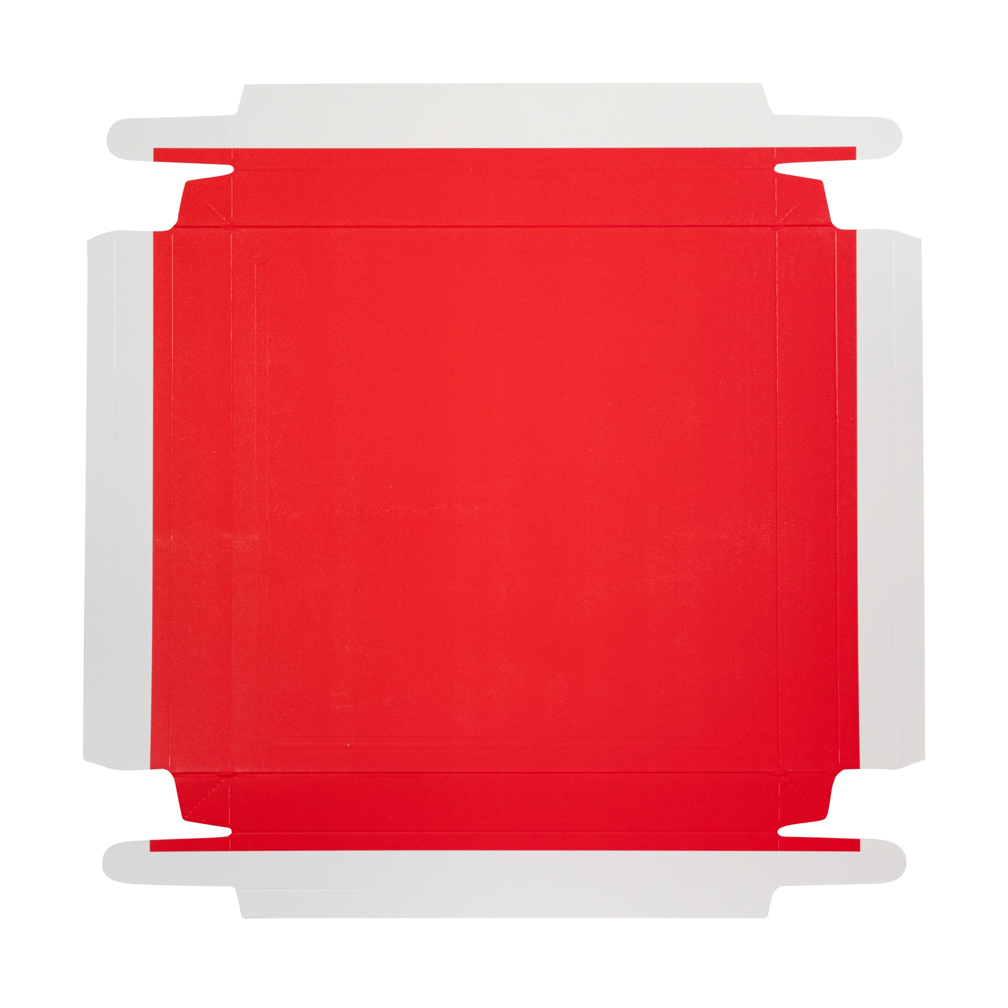 Sweet Vision Square Clear Plastic Cake Box - Red Lid and White Base, Red Ribbon - 10" x 10" x 8 1/4" - 10 count box