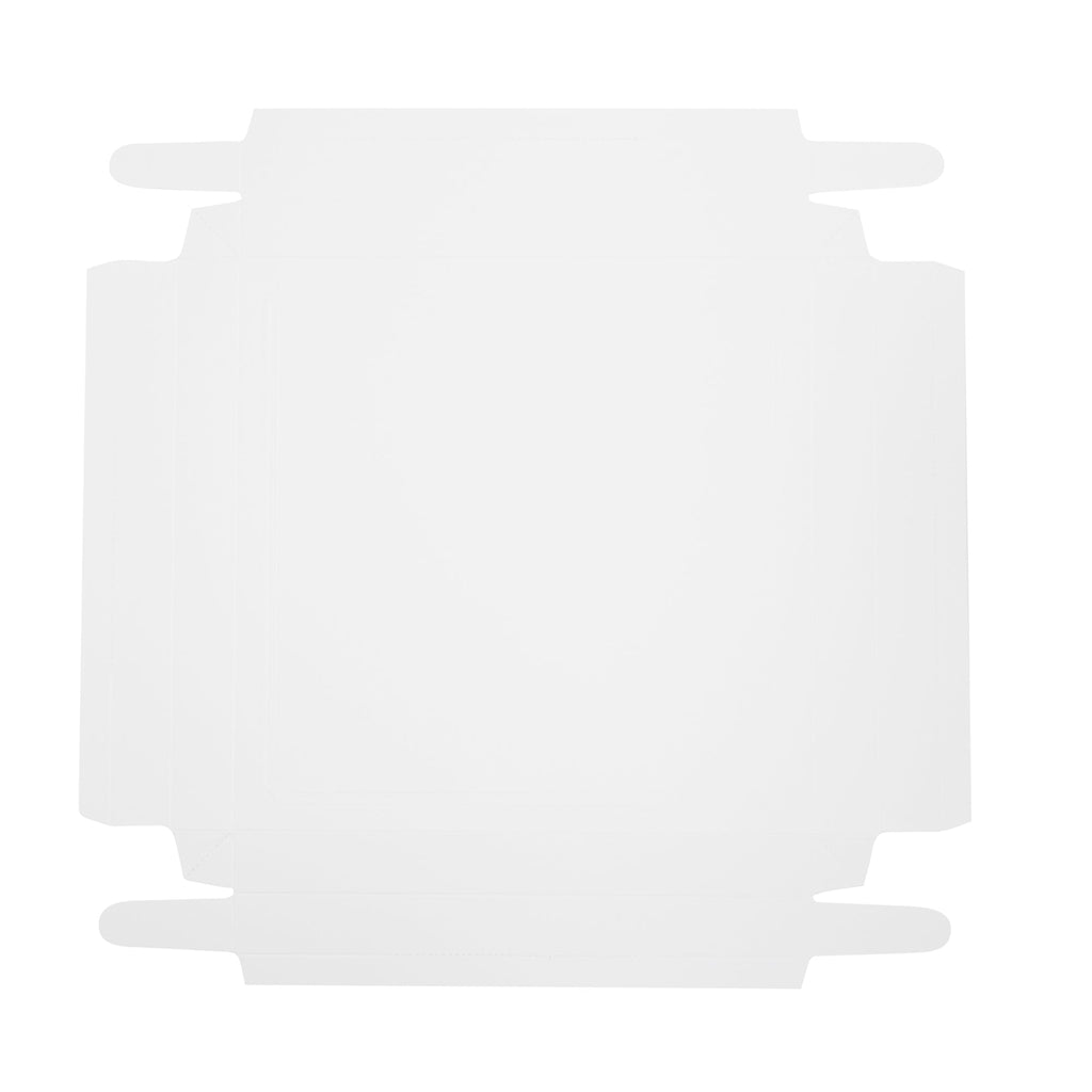 Sweet Vision Square Clear Plastic Cake Box - White Lid and White Base, Gray Ribbon - 10" x 10" x 8 1/4" - 10 count box