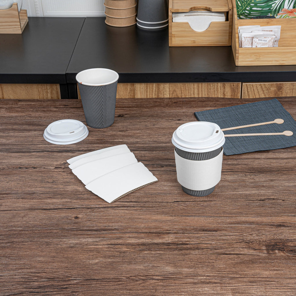 Restpresso White Paper Coffee Cup Sleeve - Fits 12 / 16 / 20 oz Cups - 1000 count box