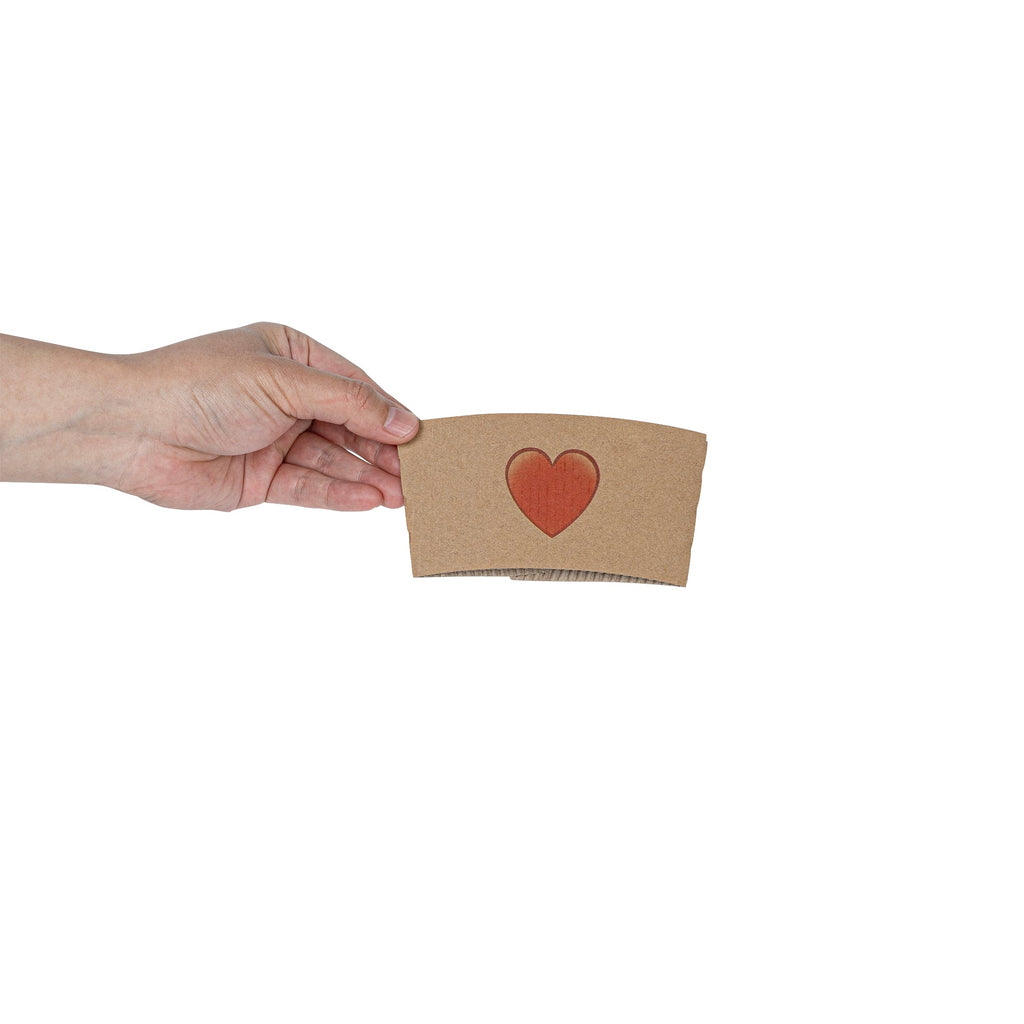 Restpresso Kraft Paper Heart Emoji Coffee Cup Sleeve - Fits 12 / 16 / 20 oz Cups - 1000 count box