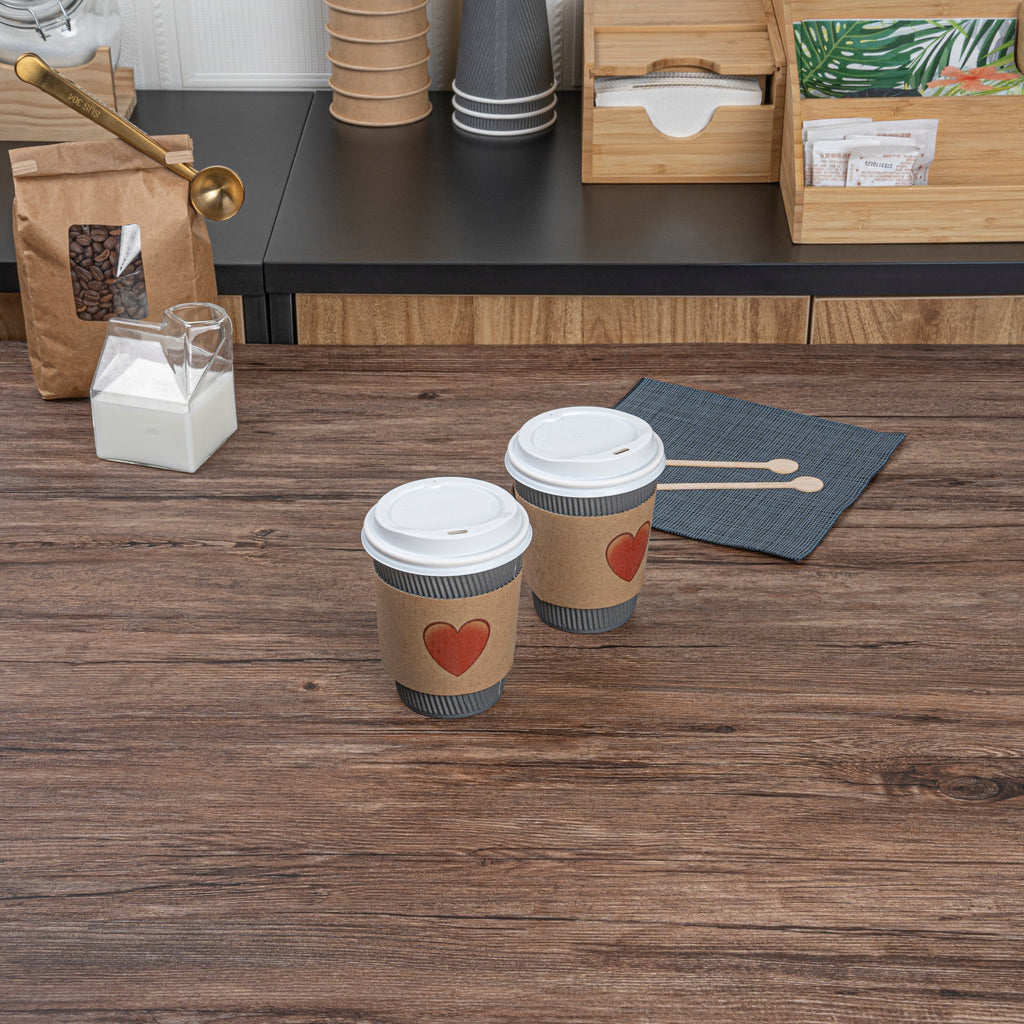 Restpresso Kraft Paper Heart Emoji Coffee Cup Sleeve - Fits 12 / 16 / 20 oz Cups - 1000 count box