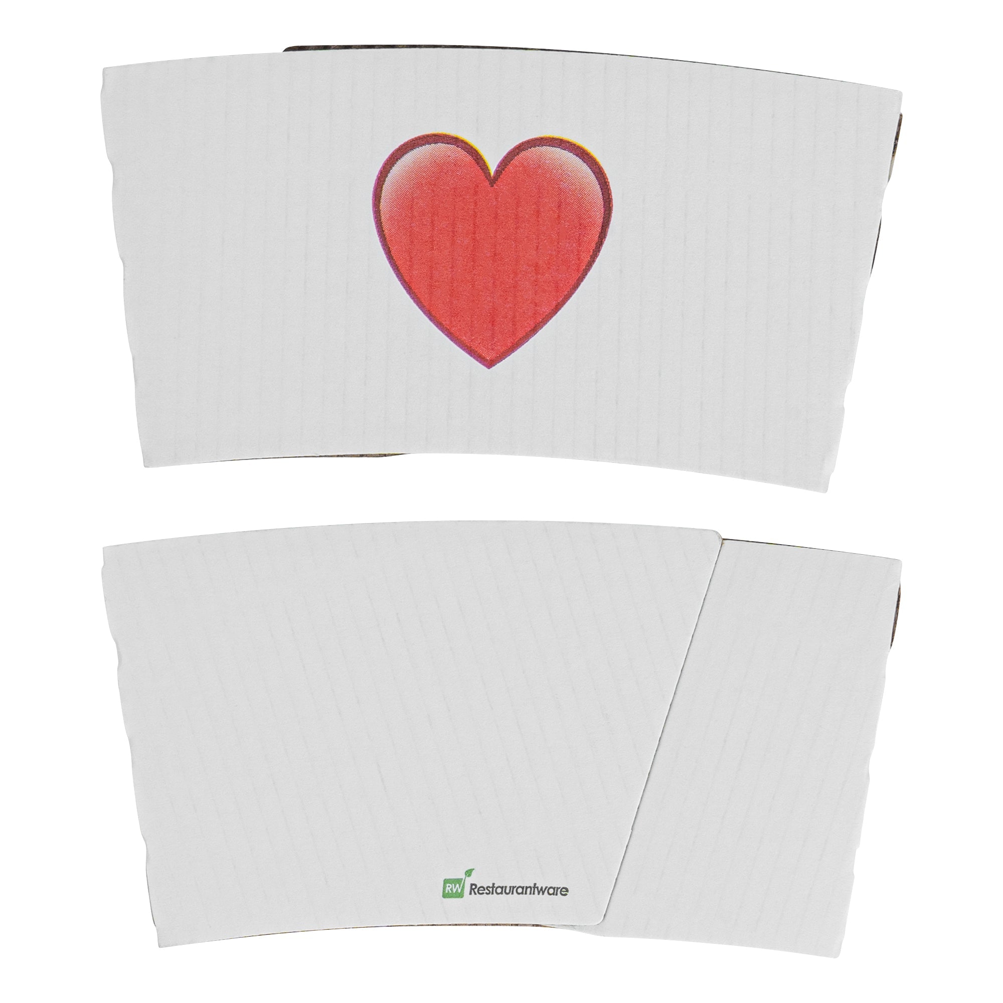 Restpresso White Paper Heart Emoji Coffee Cup Sleeve - Fits 12 / 16 / 20 oz Cups - 1000 count box