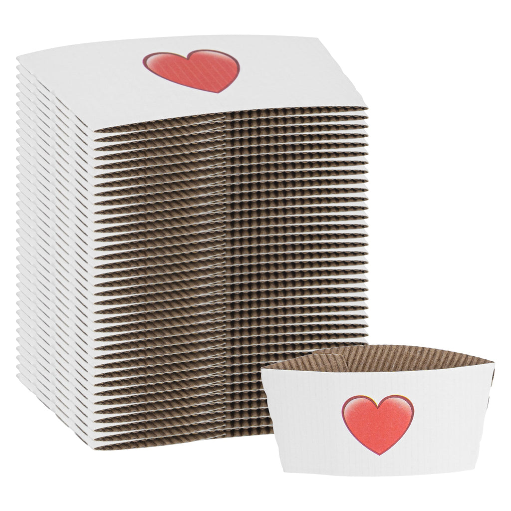 Restpresso White Paper Heart Emoji Coffee Cup Sleeve - Fits 12 / 16 / 20 oz Cups - 1000 count box