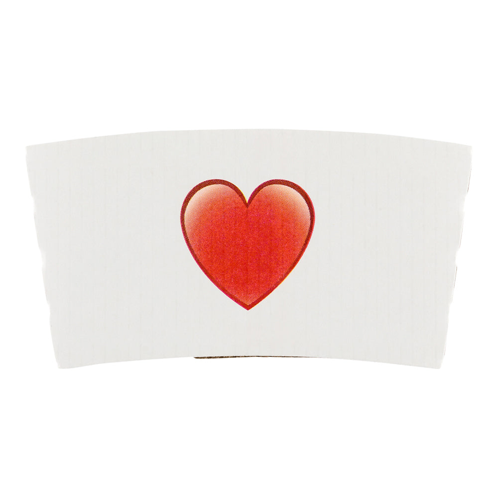 Restpresso White Paper Heart Emoji Coffee Cup Sleeve - Fits 12 / 16 / 20 oz Cups - 50 count box